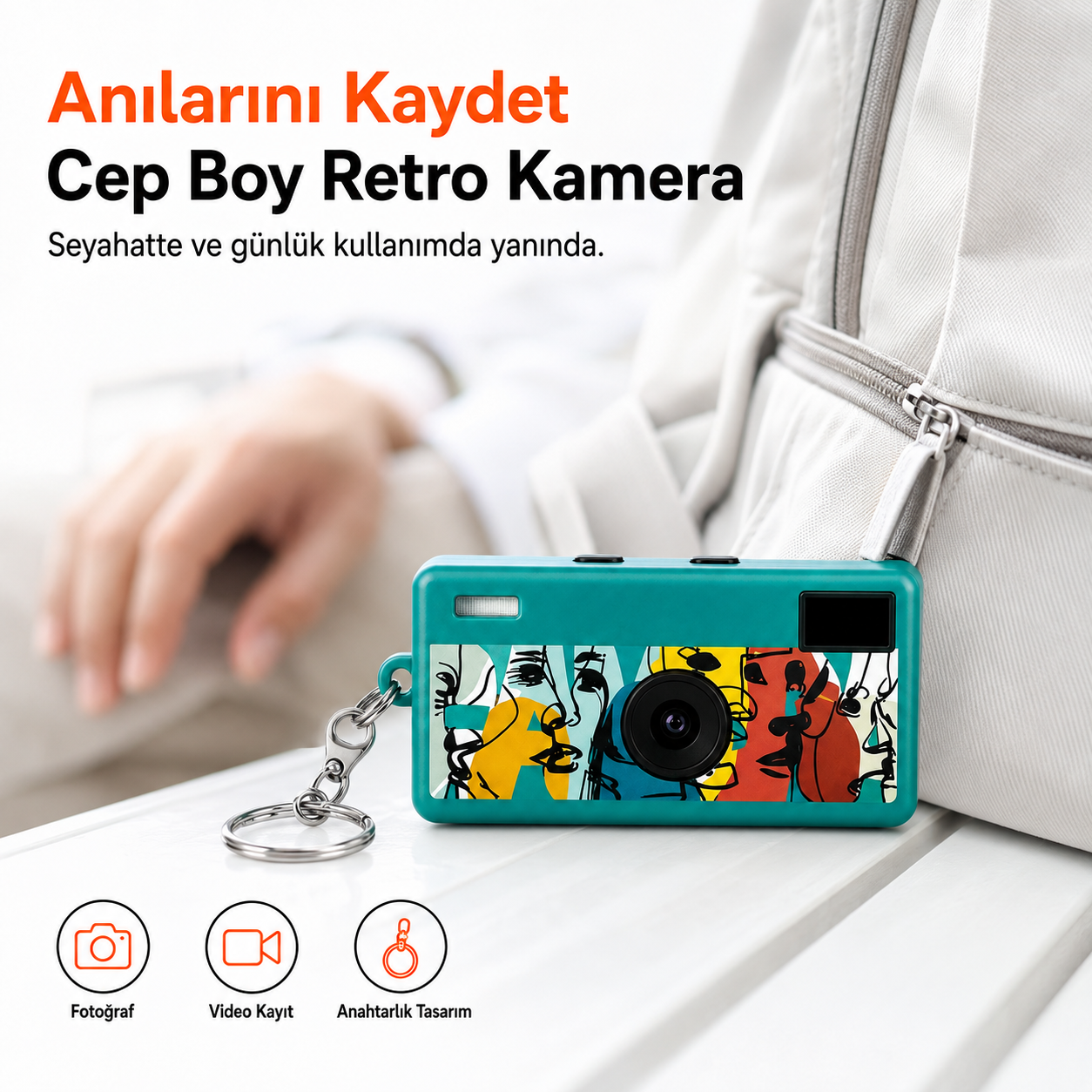 1080P HD Mini Retro Dijital Kamera – Anahtarlıklı