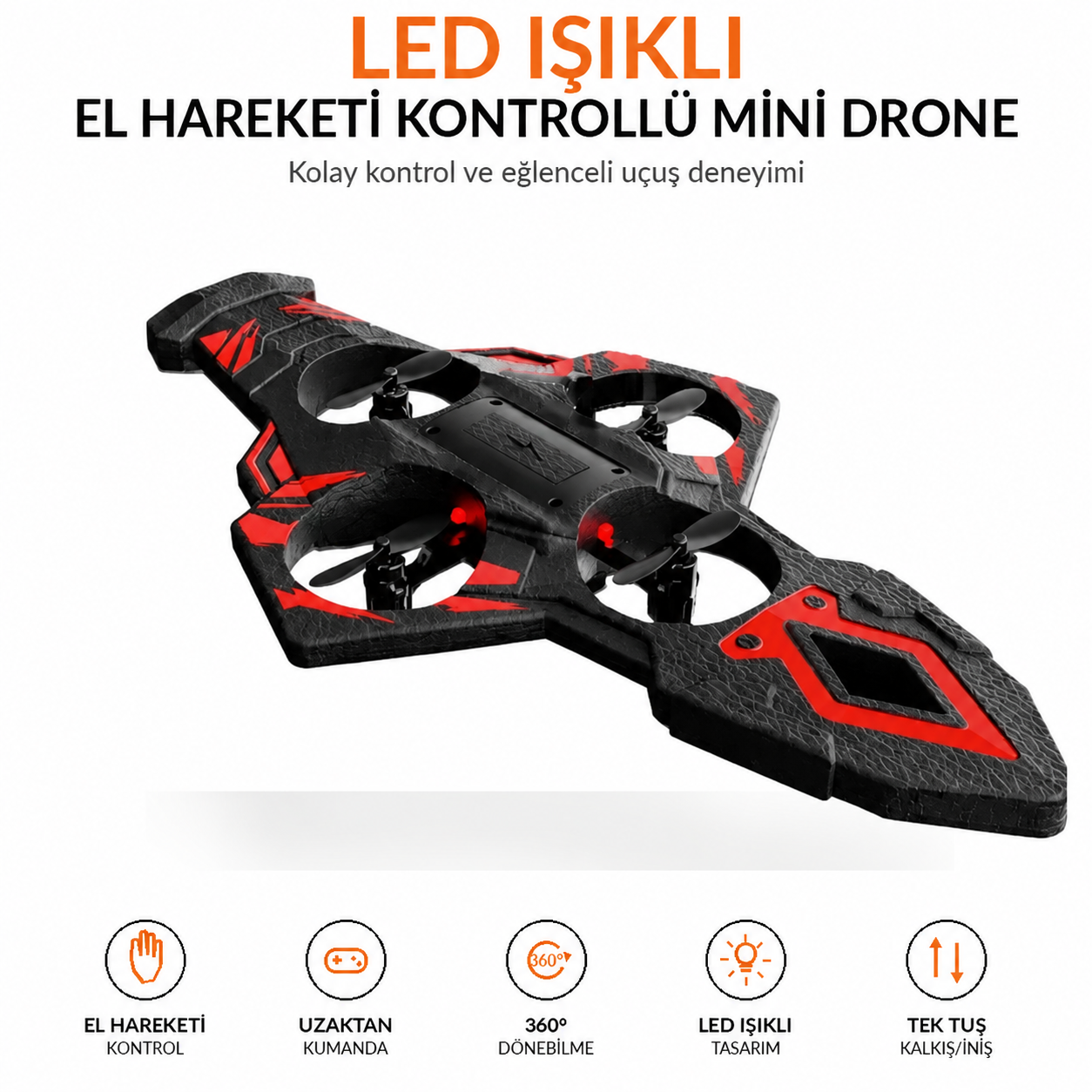 LED Işıklı El Hareketi Kontrollü Mini Drone