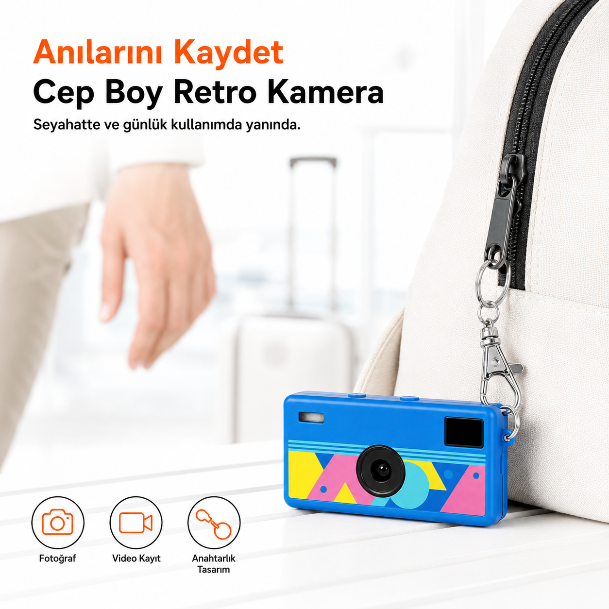 1080P HD Mini Retro Dijital Kamera – Anahtarlıklı