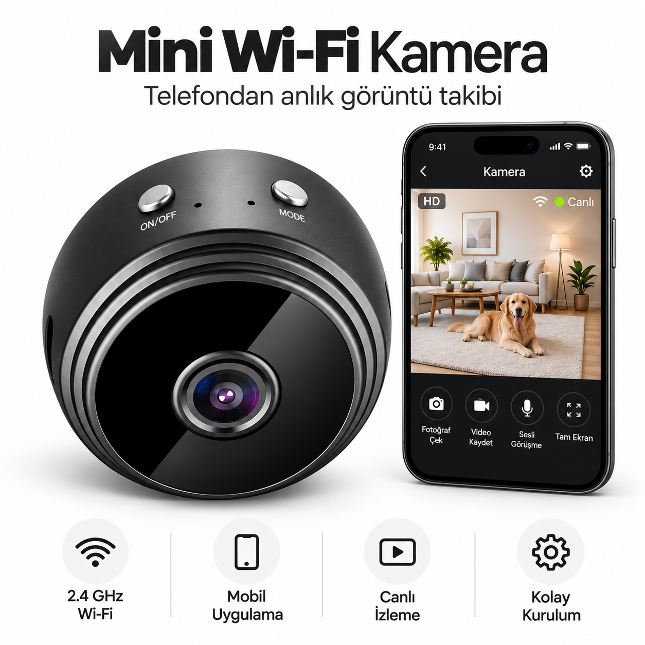 Mini Wi‑Fi Kamera ve Mobil Canlı İzleme