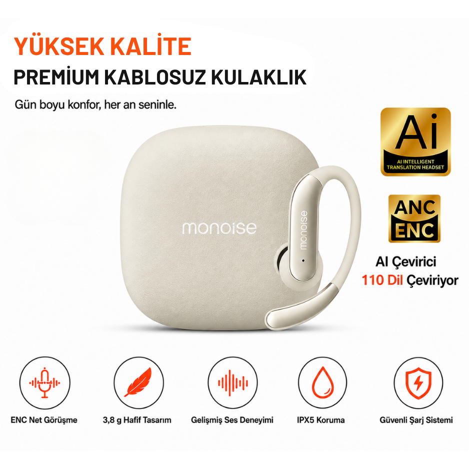P-Q16 110 Dil AI Çeviri Destekli Açık Kulak Kulaklık