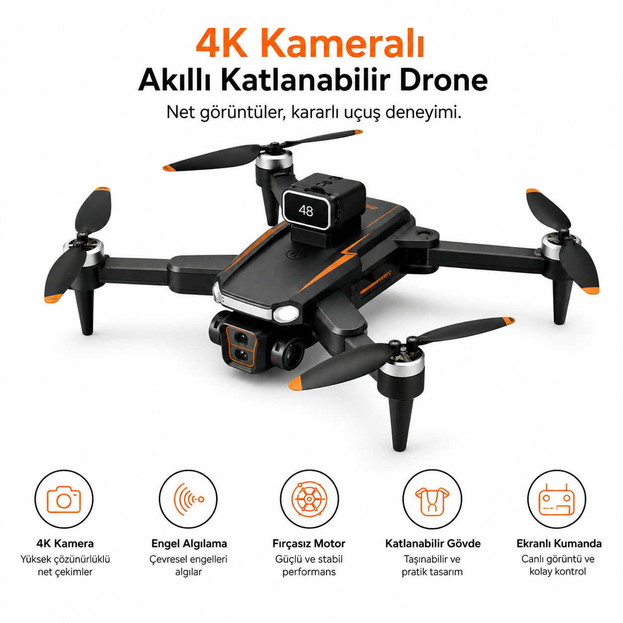 HD Kameralı Ekranlı Kumandalı Katlanabilir Drone JS26H