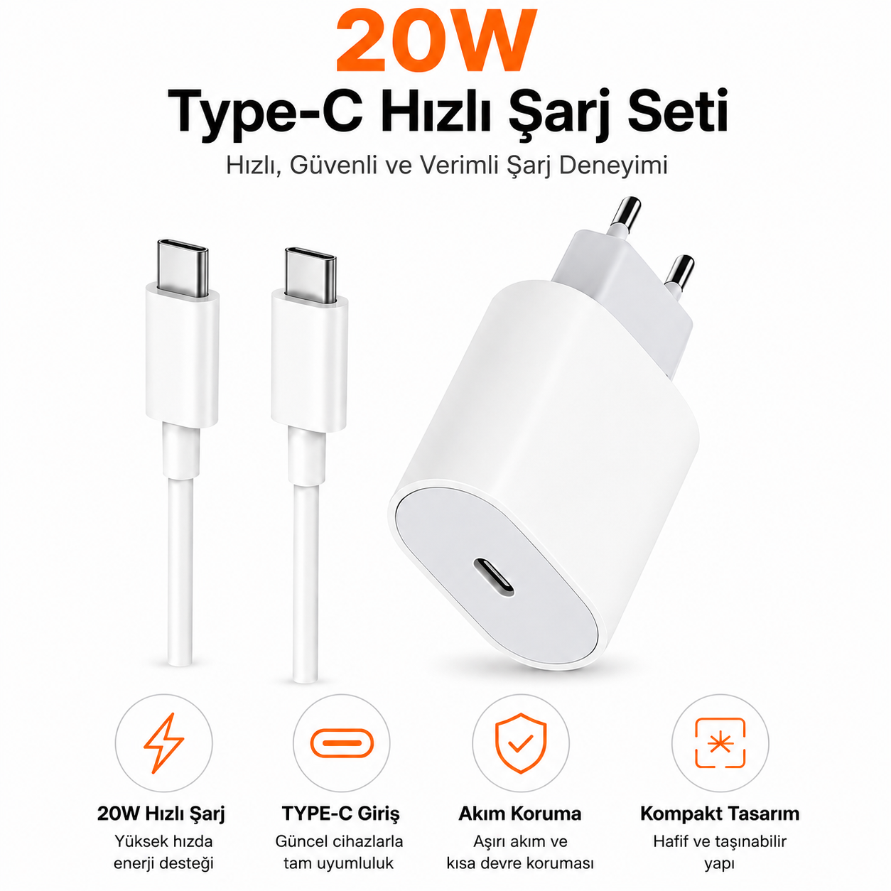 20W USB-C–Type-c Hızlı Şarj Seti