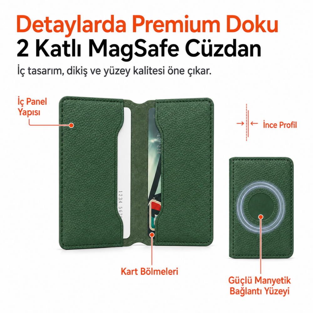 2 Katlı Magsafe Telefon Cüzdanı ve Standı E03