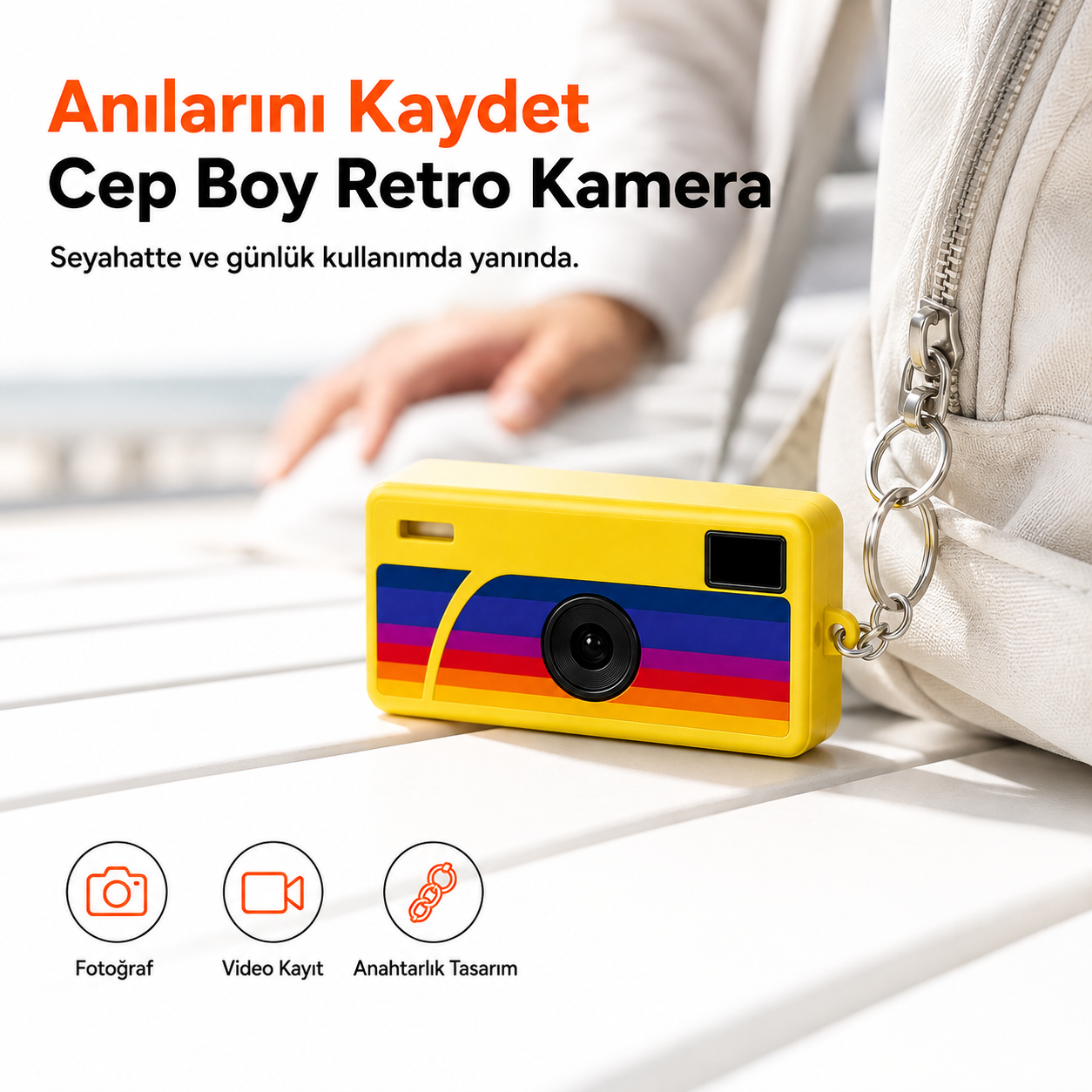 1080P HD Mini Retro Dijital Kamera – Anahtarlıklı