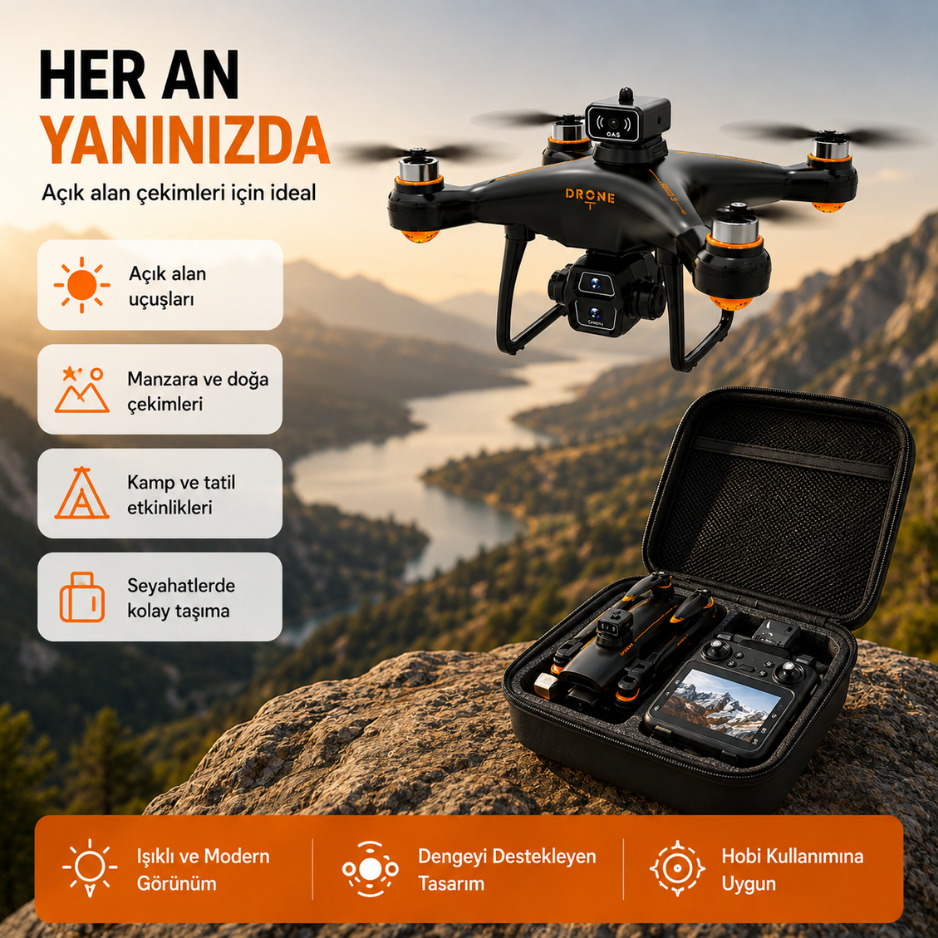 Ekranlı Kumandalı Katlanabilir Kameralı Drone