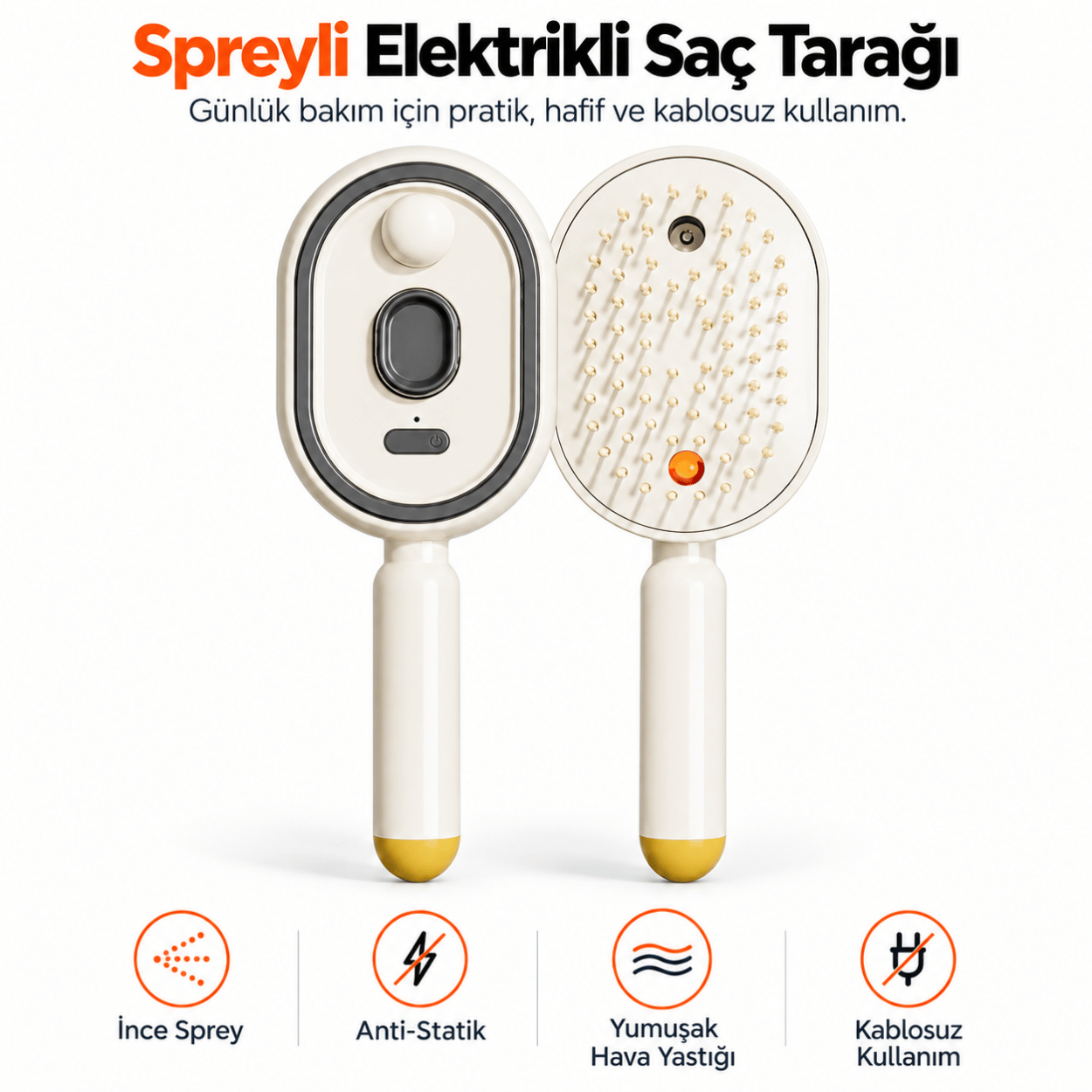 Su Hazneli Elektrostatik İnce Sprey Saç Tarağı