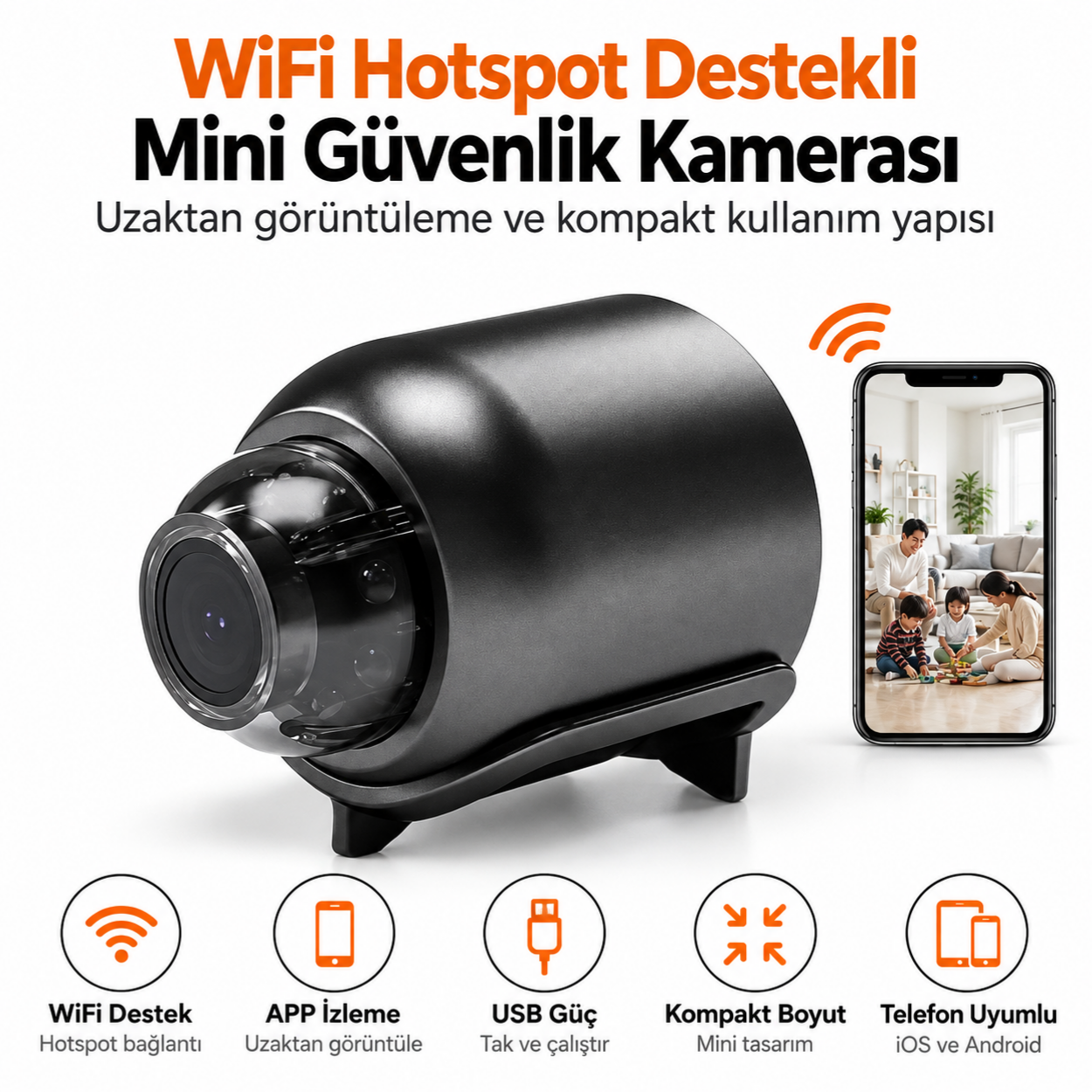 Mini Wi‑Fi Kamera ve Mobil Canlı İzleme