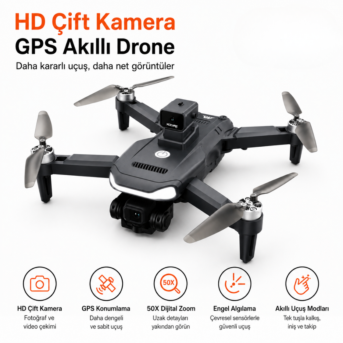 GPS Destekli Ekranlı Kumandalı Katlanabilir Drone