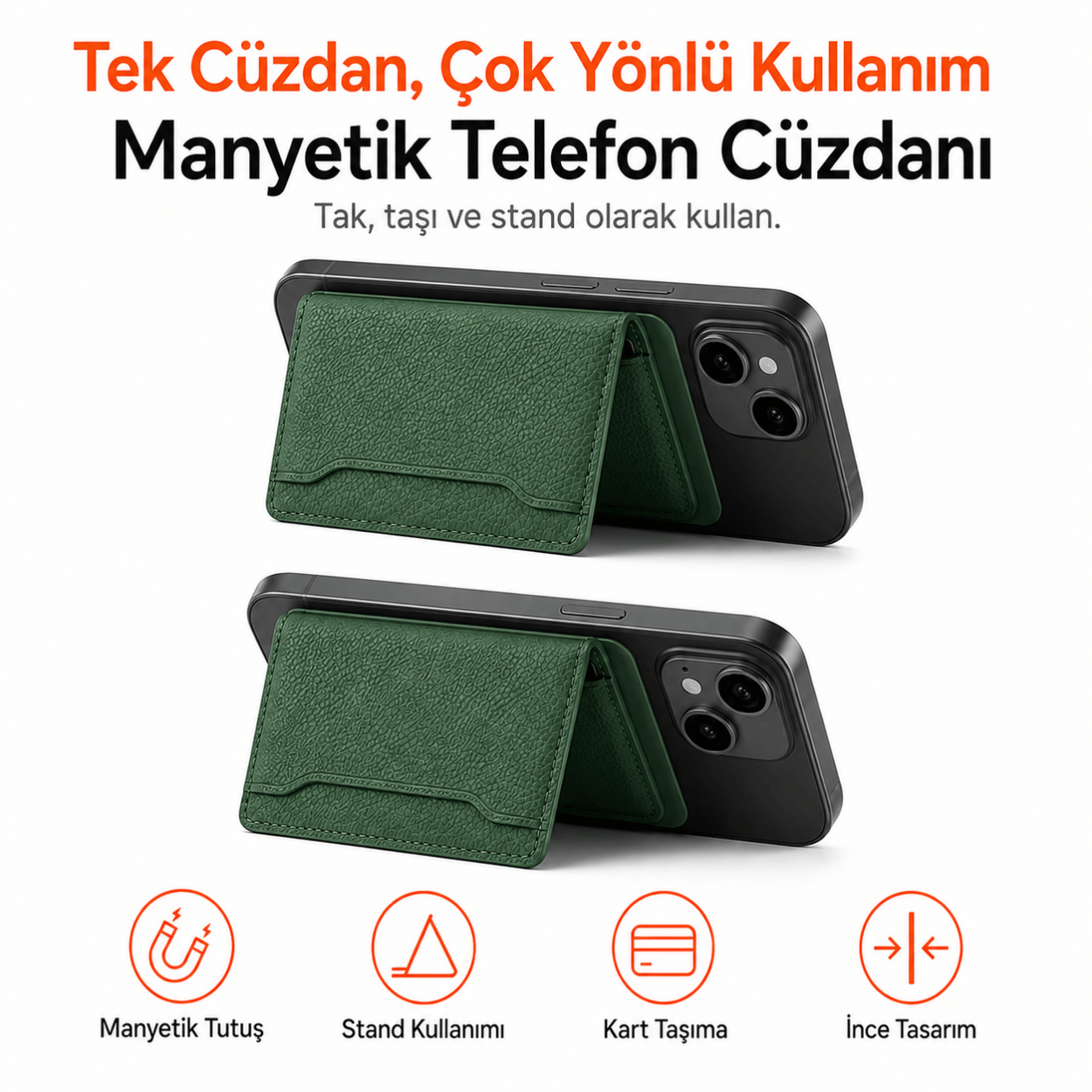 2 Katlı Magsafe Telefon Cüzdanı ve Standı E03