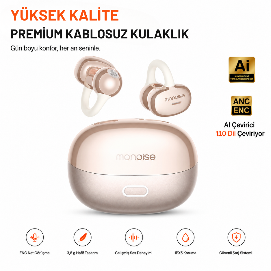 P-Q15 110 Dil AI Çeviri Destekli Açık Kulak Kulaklık