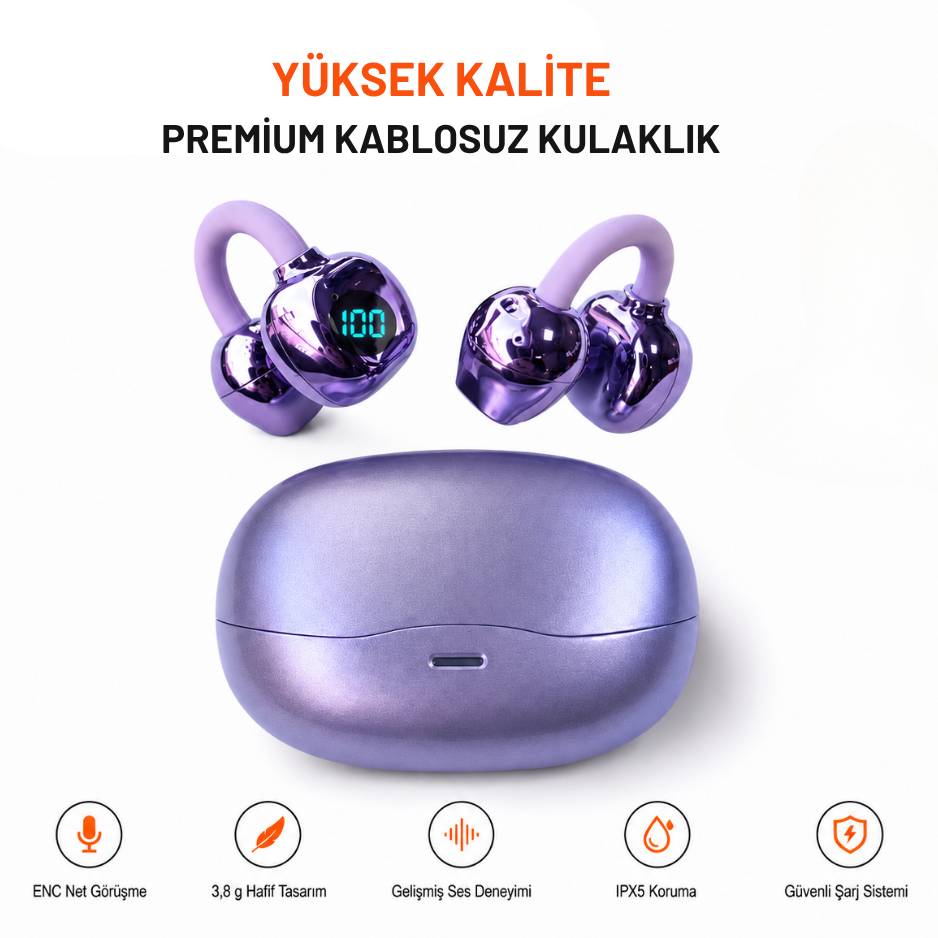 Dijital Göstergeli Kulak Kancalı Kablosuz Kulaklık