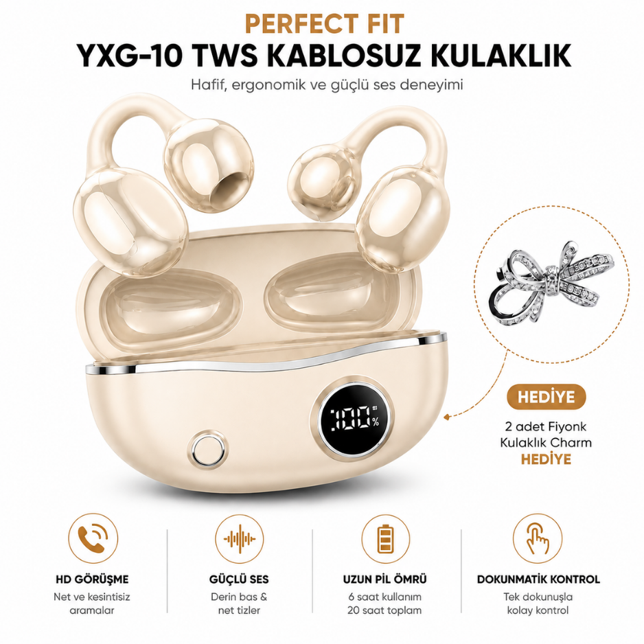 Bluetooth 5.4 Kulak Kancalı Kablosuz Stereo Kulaklık