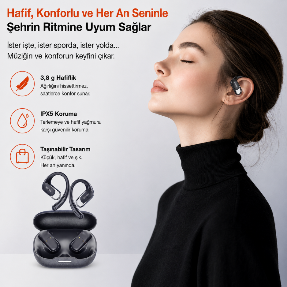 P-G2 110 Dil AI Çeviri Destekli Açık Kulak Kulaklık
