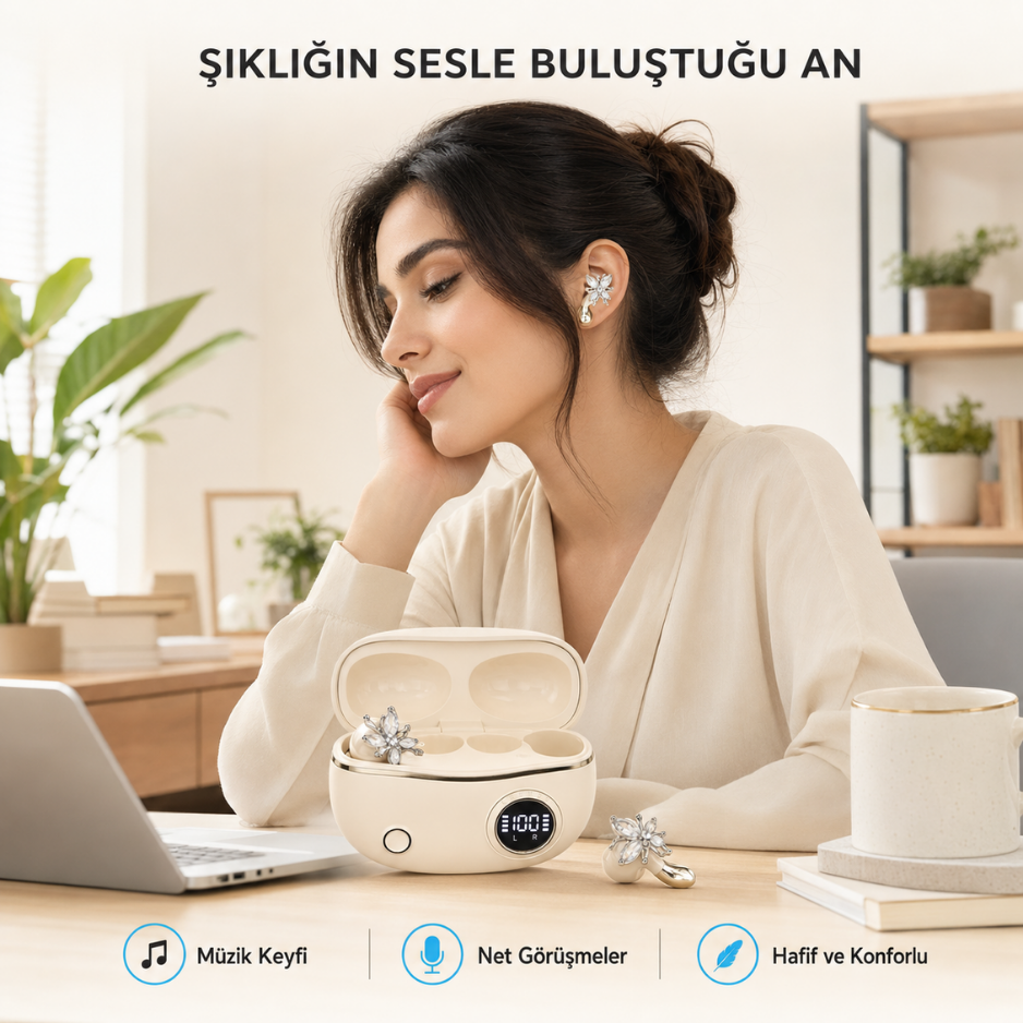 Bluetooth 5.4 Kulak Kancalı Kablosuz Stereo Kulaklık