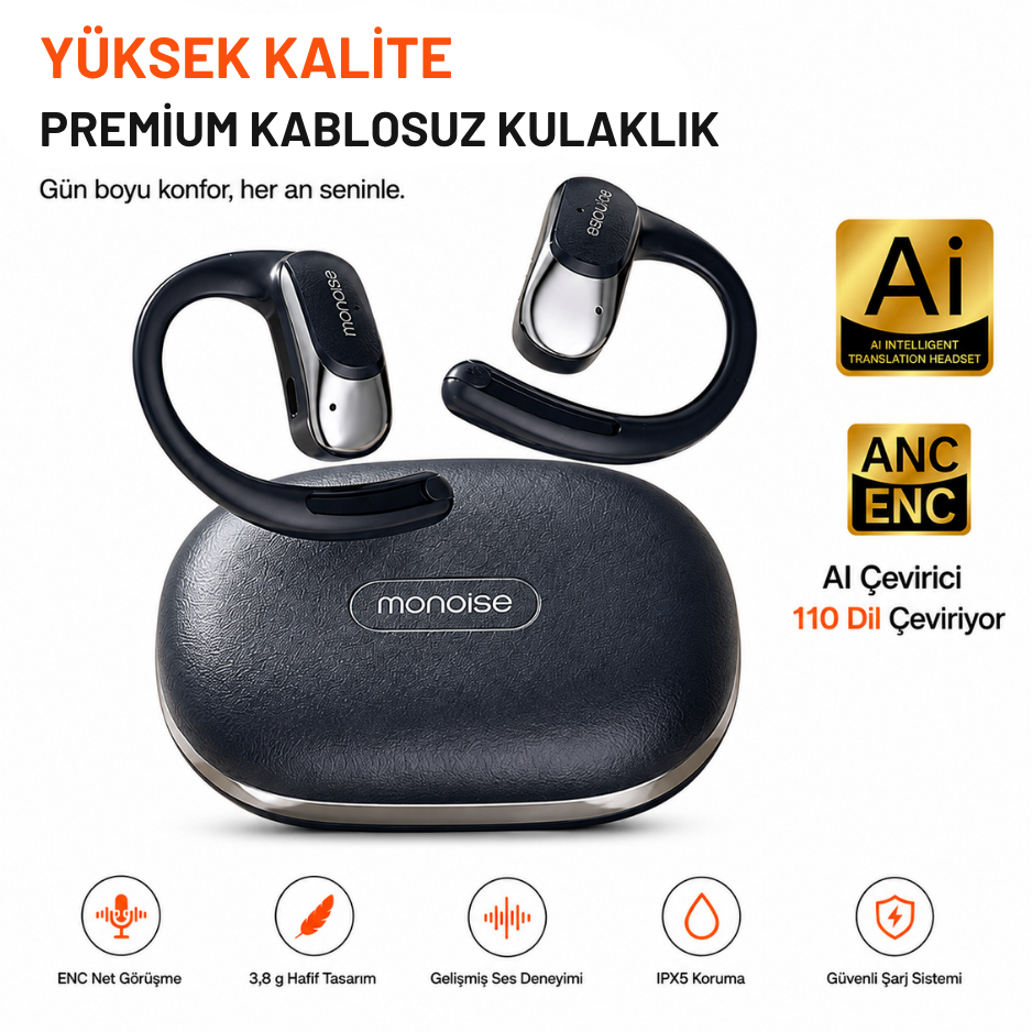 P-G1 110 Dil AI Çeviri Destekli Açık Kulak Kulaklık