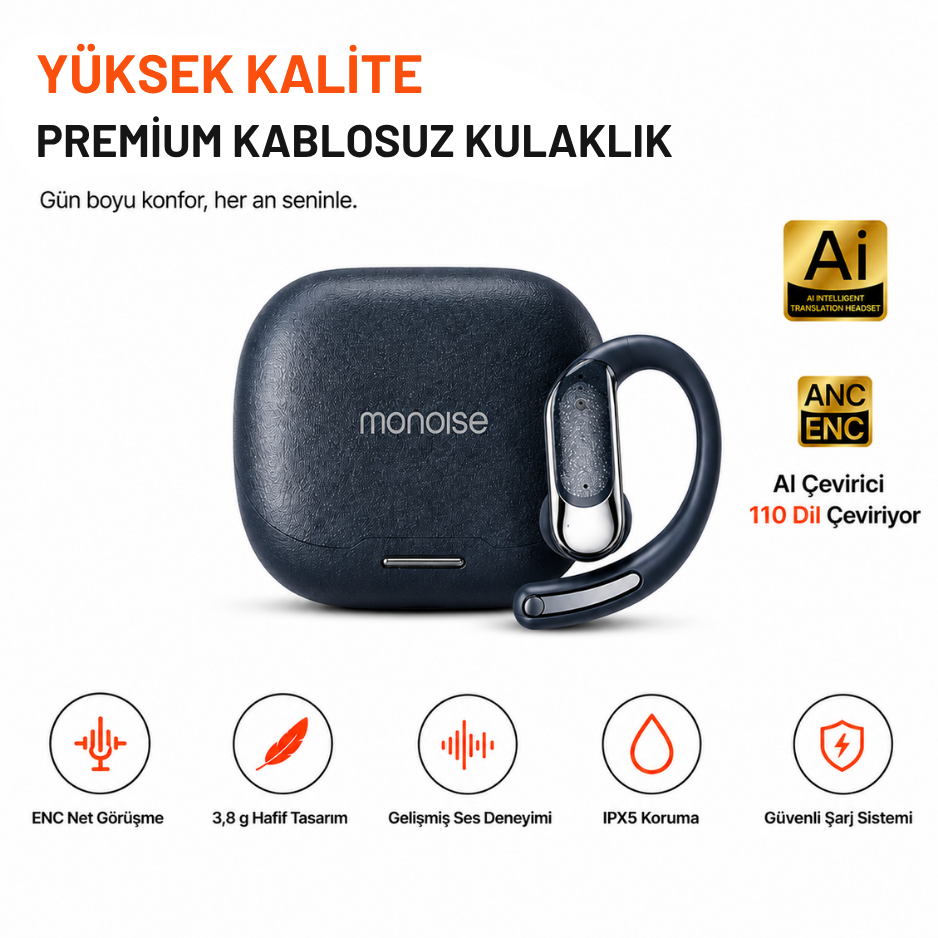 P-G2 110 Dil AI Çeviri Destekli Açık Kulak Kulaklık