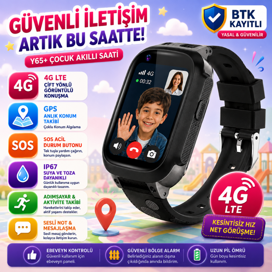 4G LTE GPS Takipli Görüntülü Konuşmalı Çocuk Akıllı Saati Y95