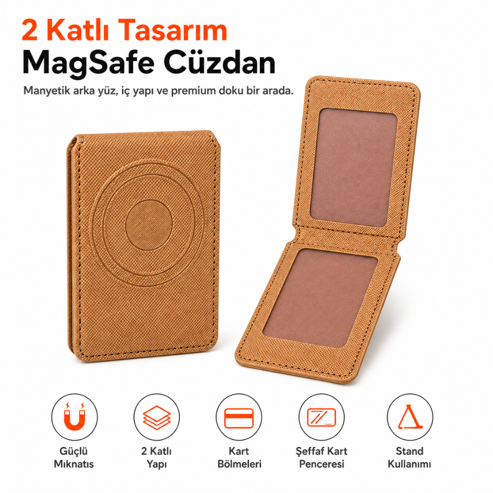 2 Katlı Magsafe Telefon Cüzdanı ve Standı E04