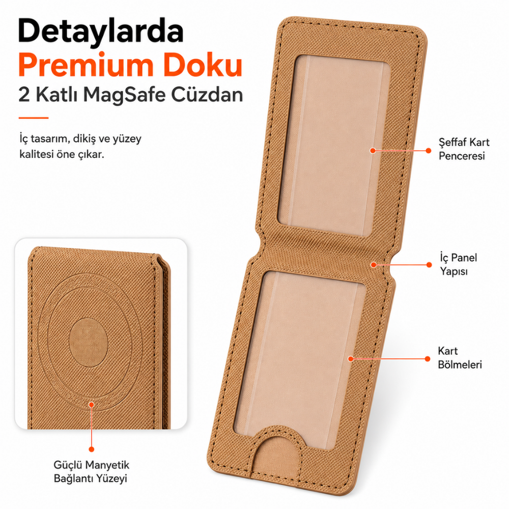 2 Katlı Magsafe Telefon Cüzdanı ve Standı E04
