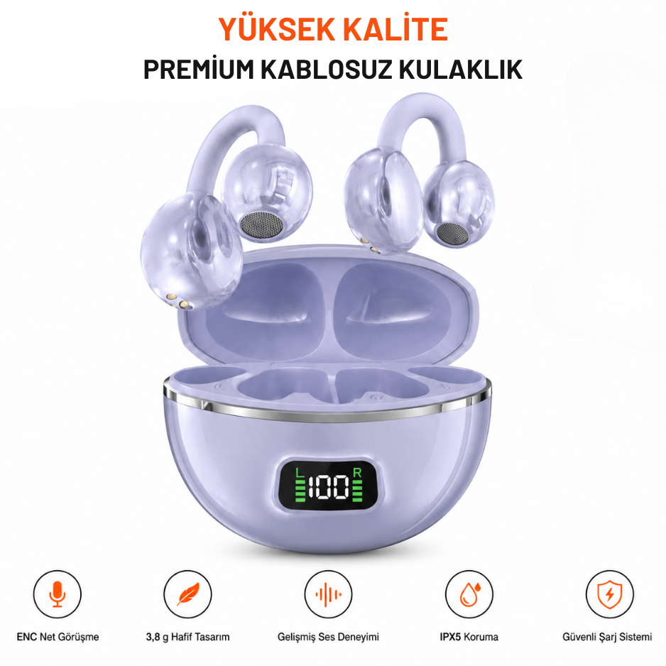 V5.4 Dokunmatik Kulak Kancalı Kablosuz Kulaklık