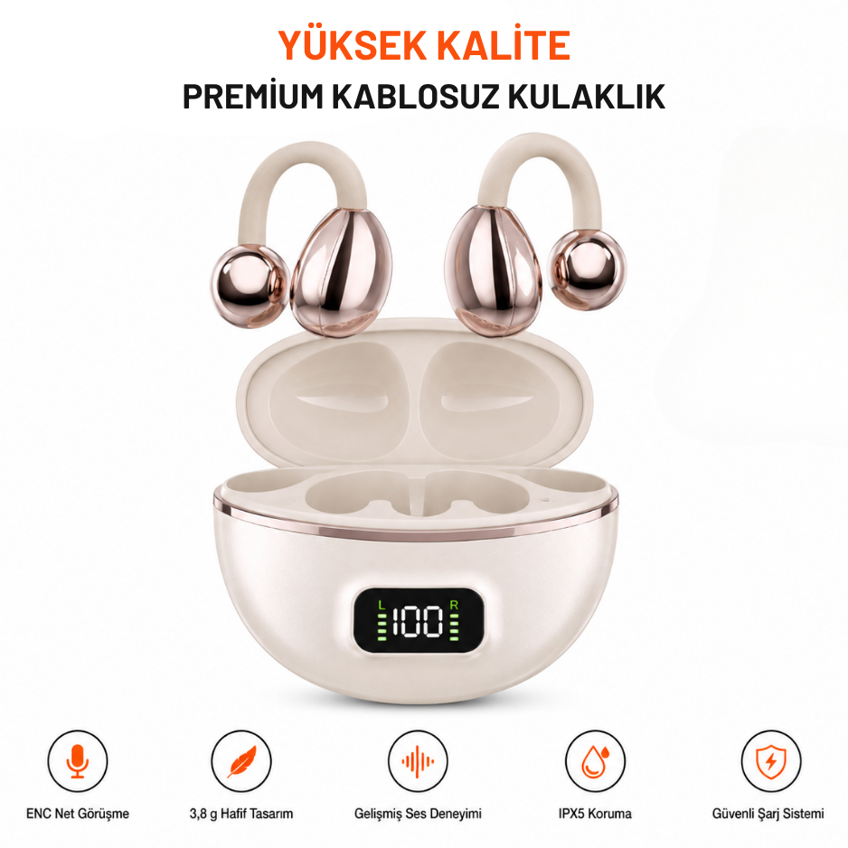V5.4 Dokunmatik Kulak Kancalı Kablosuz Kulaklık