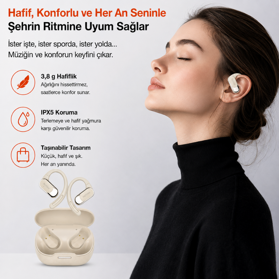 P-G2 110 Dil AI Çeviri Destekli Açık Kulak Kulaklık