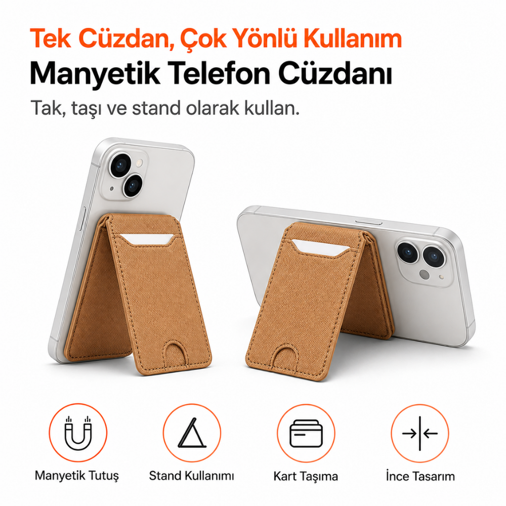 2 Katlı Magsafe Telefon Cüzdanı ve Standı E04