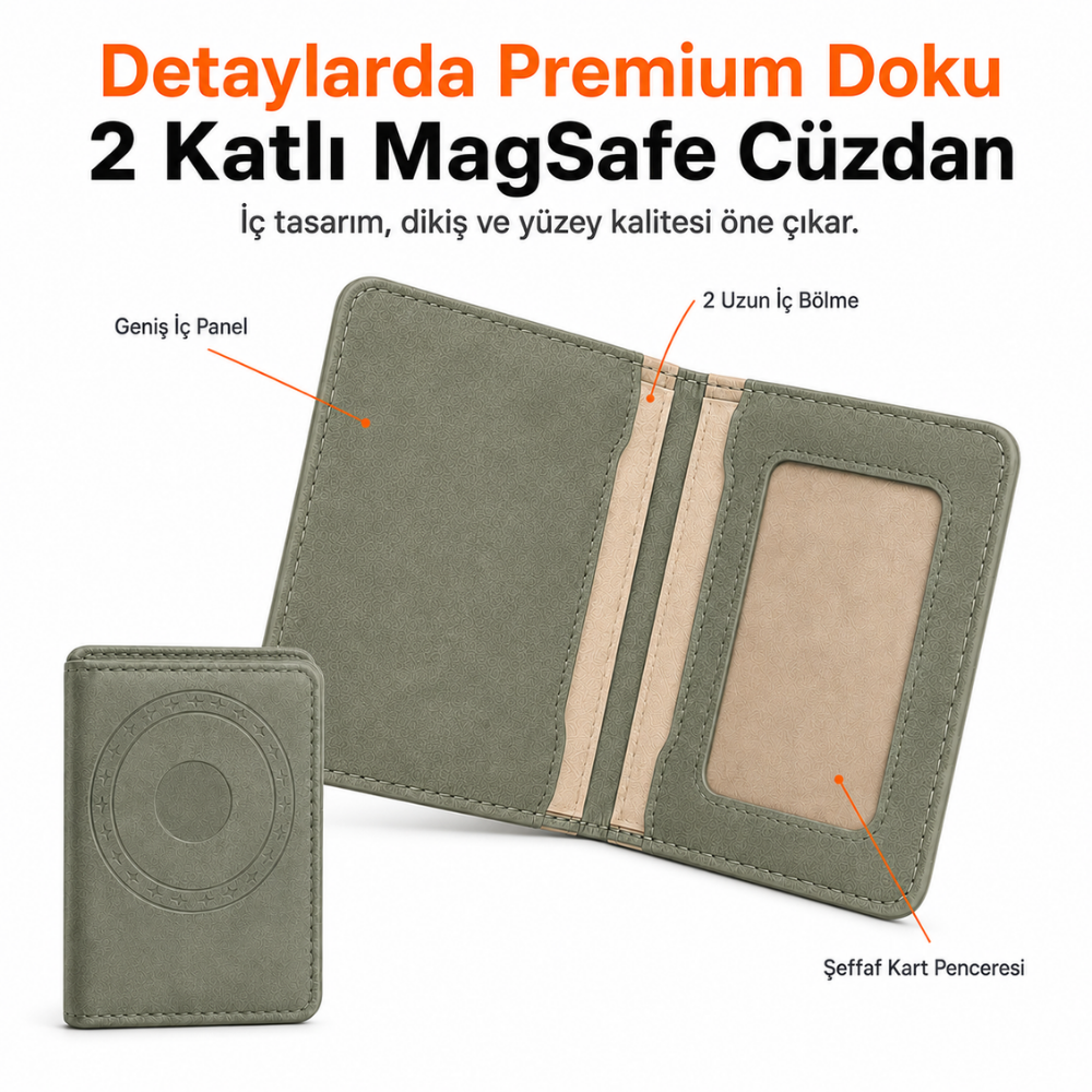 2 Katlı Magsafe Telefon Cüzdanı ve Standı E02