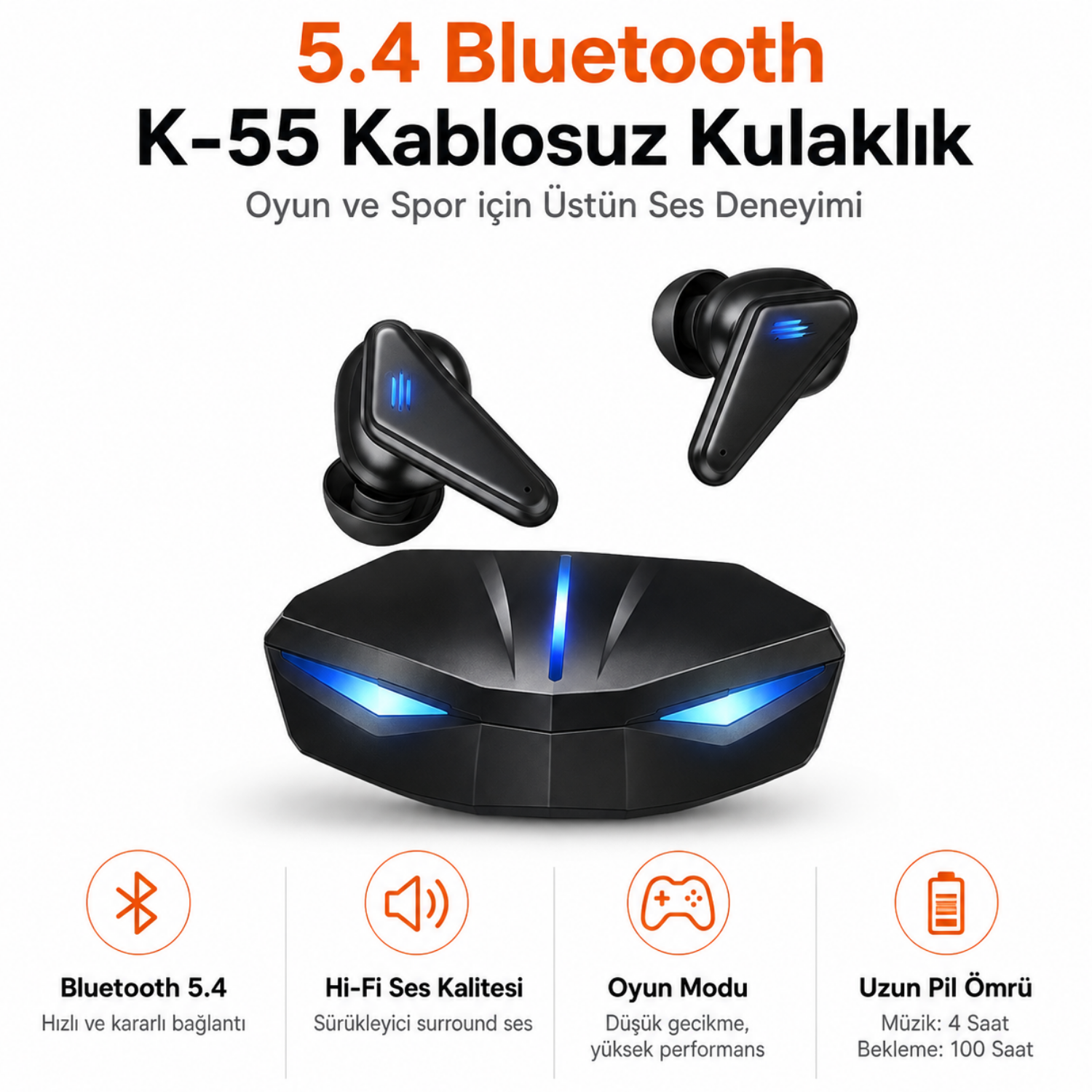 5.4 Sürüm Mikrofonlu Kablosuz Stereo Kulaklık