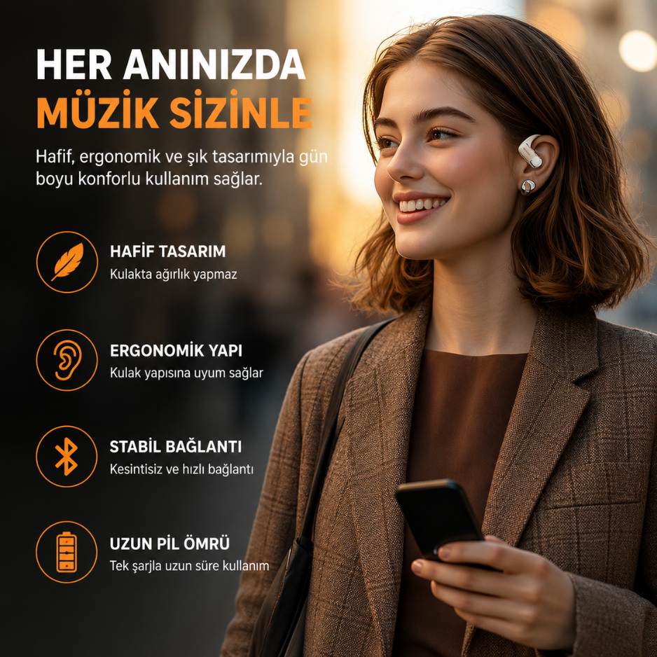 P-G1 110 Dil AI Çeviri Destekli Açık Kulak Kulaklık