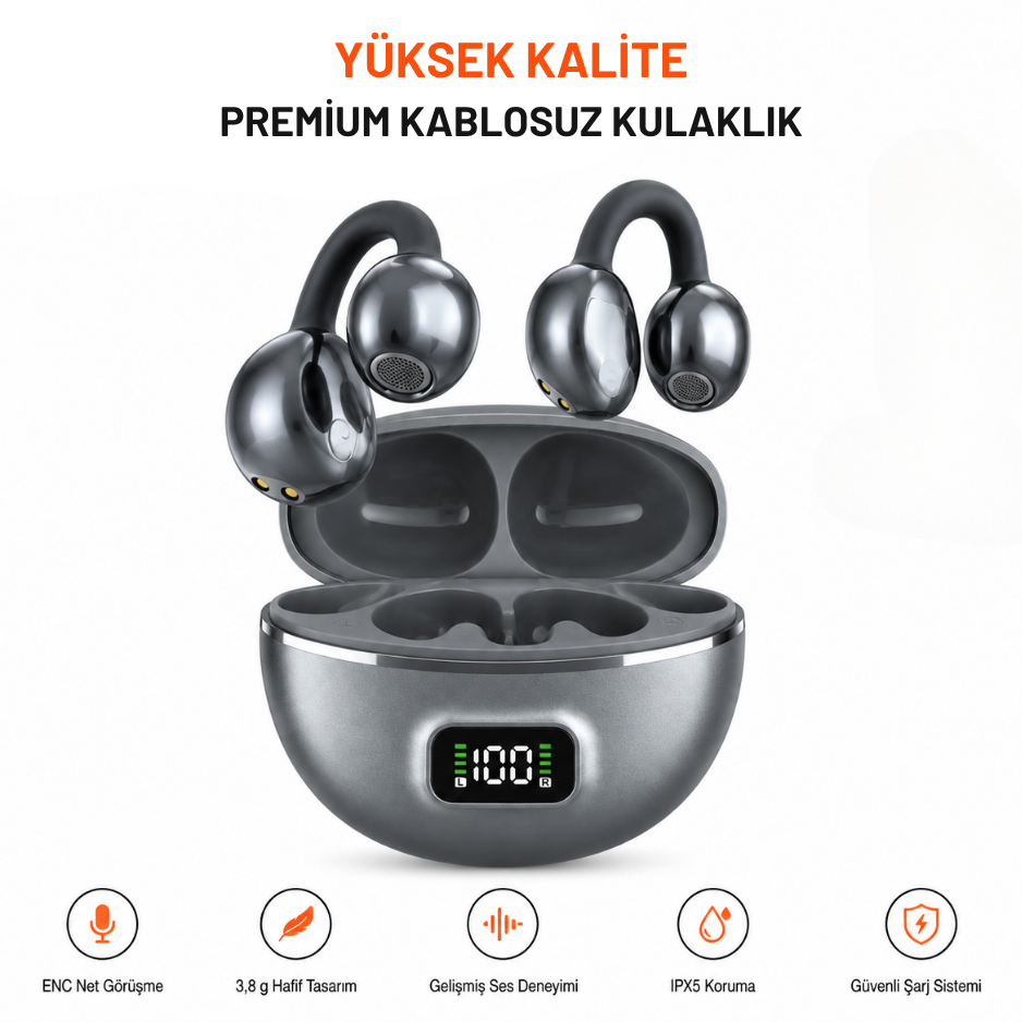 V5.4 Dokunmatik Kulak Kancalı Kablosuz Kulaklık