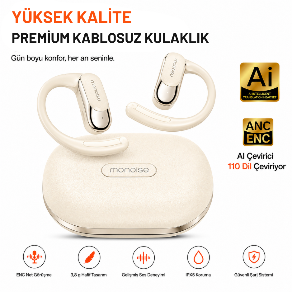 P-G1 110 Dil AI Çeviri Destekli Açık Kulak Kulaklık