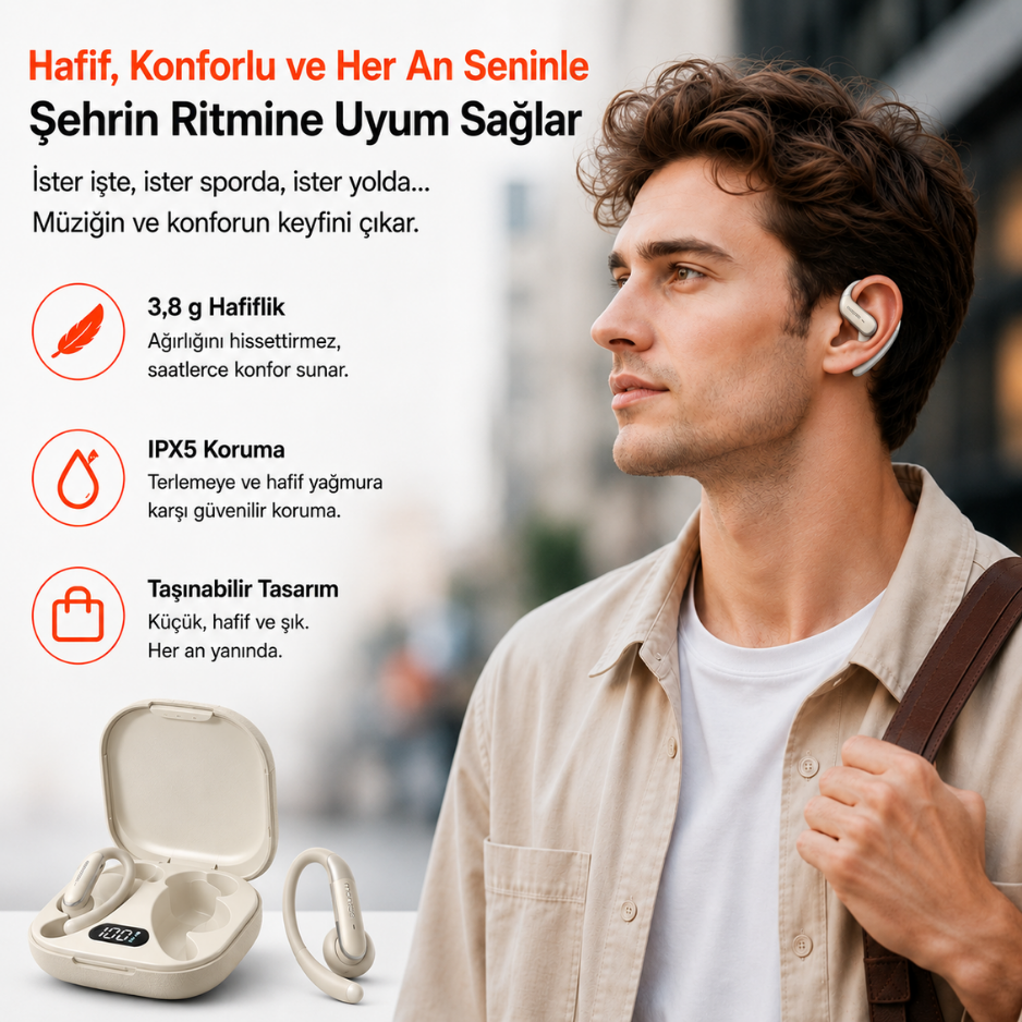 P-Q16 110 Dil AI Çeviri Destekli Açık Kulak Kulaklık