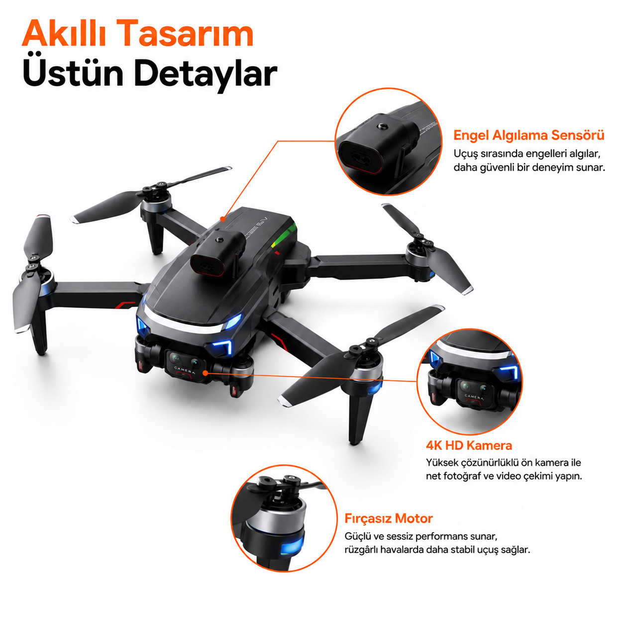 HD Kameralı Ekranlı Kumandalı Katlanabilir Drone