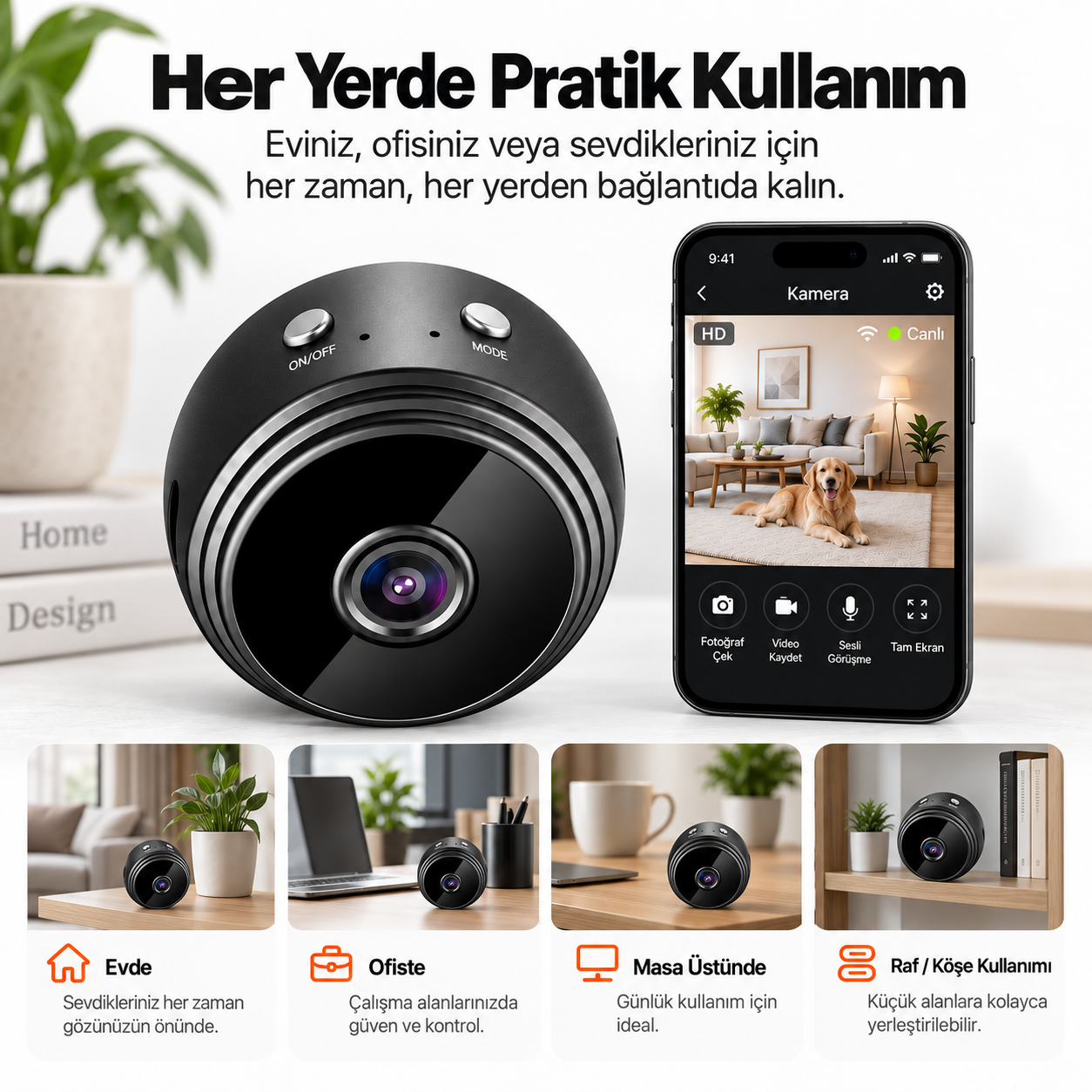 Mini Wi‑Fi Kamera ve Mobil Canlı İzleme