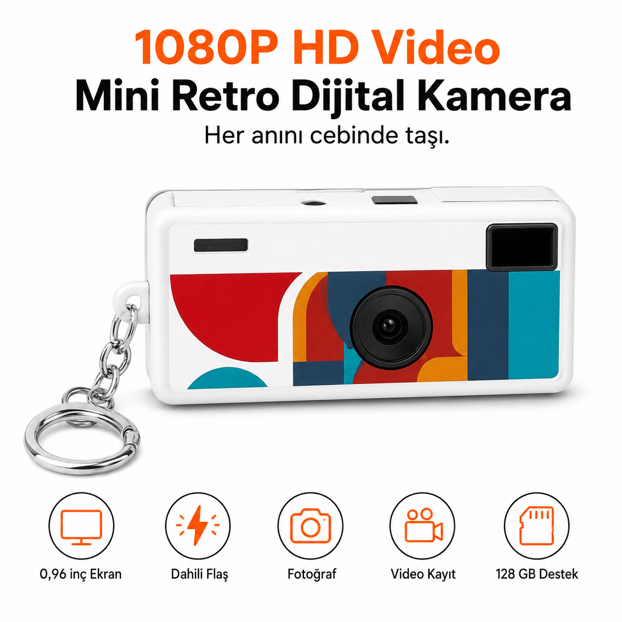 1080P HD Mini Retro Dijital Kamera – Anahtarlıklı