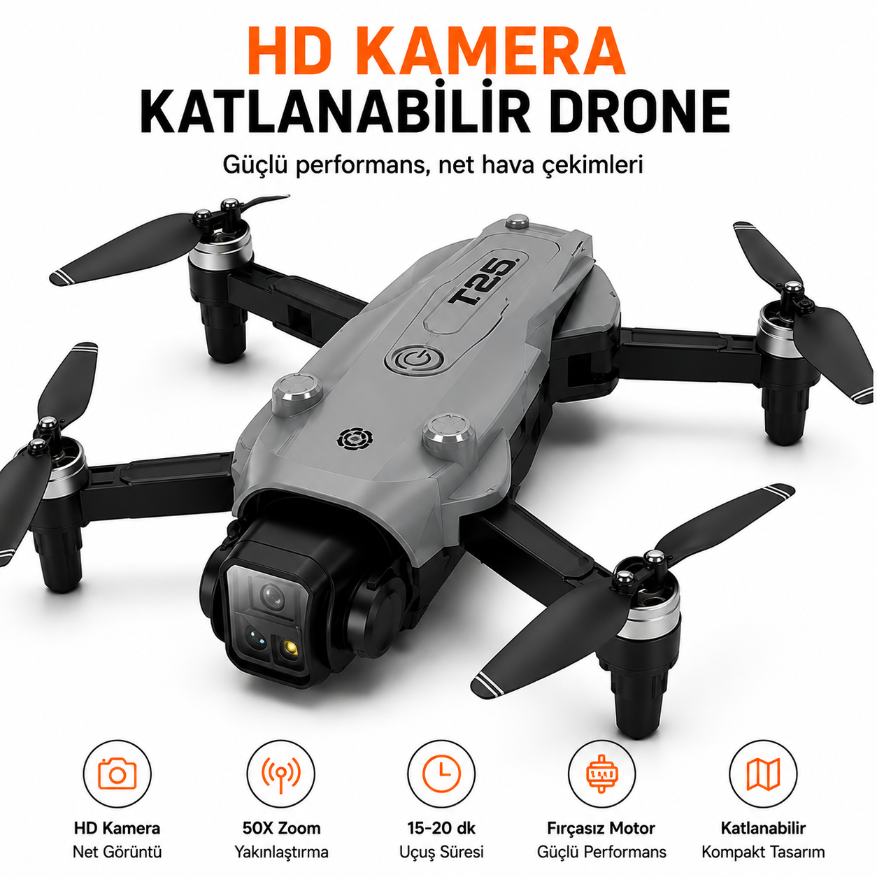 HD Kameralı Ekranlı Kumandalı Katlanabilir Drone