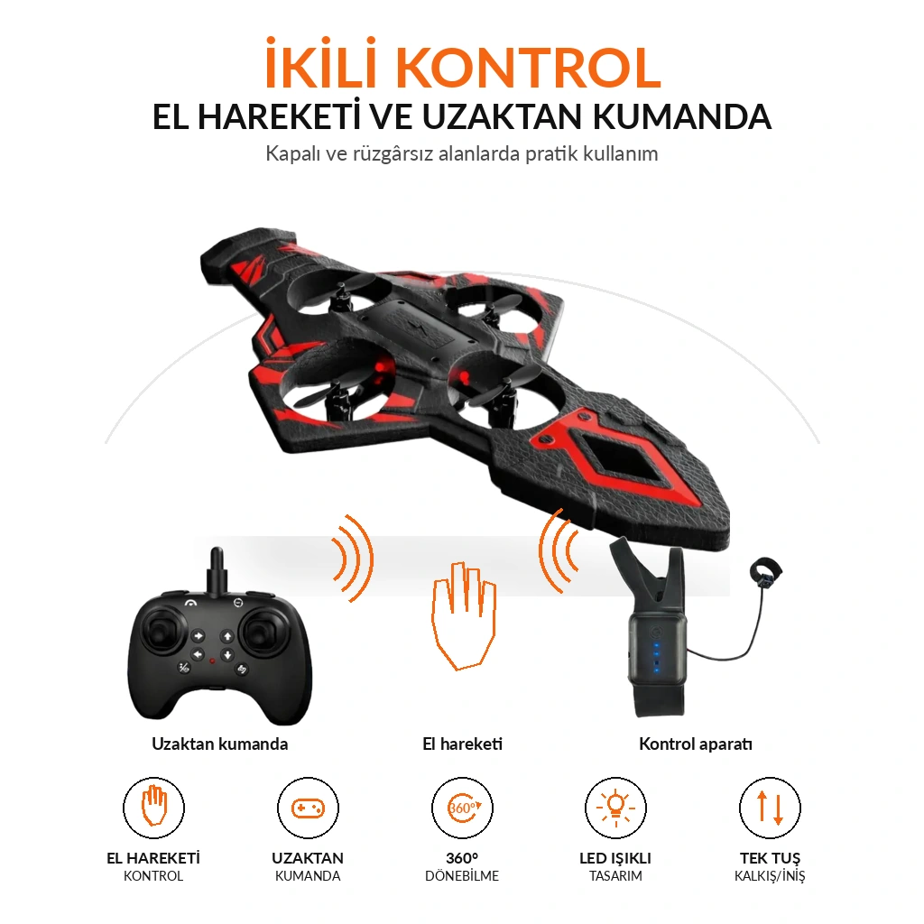 LED Işıklı El Hareketi Kontrollü Mini Drone
