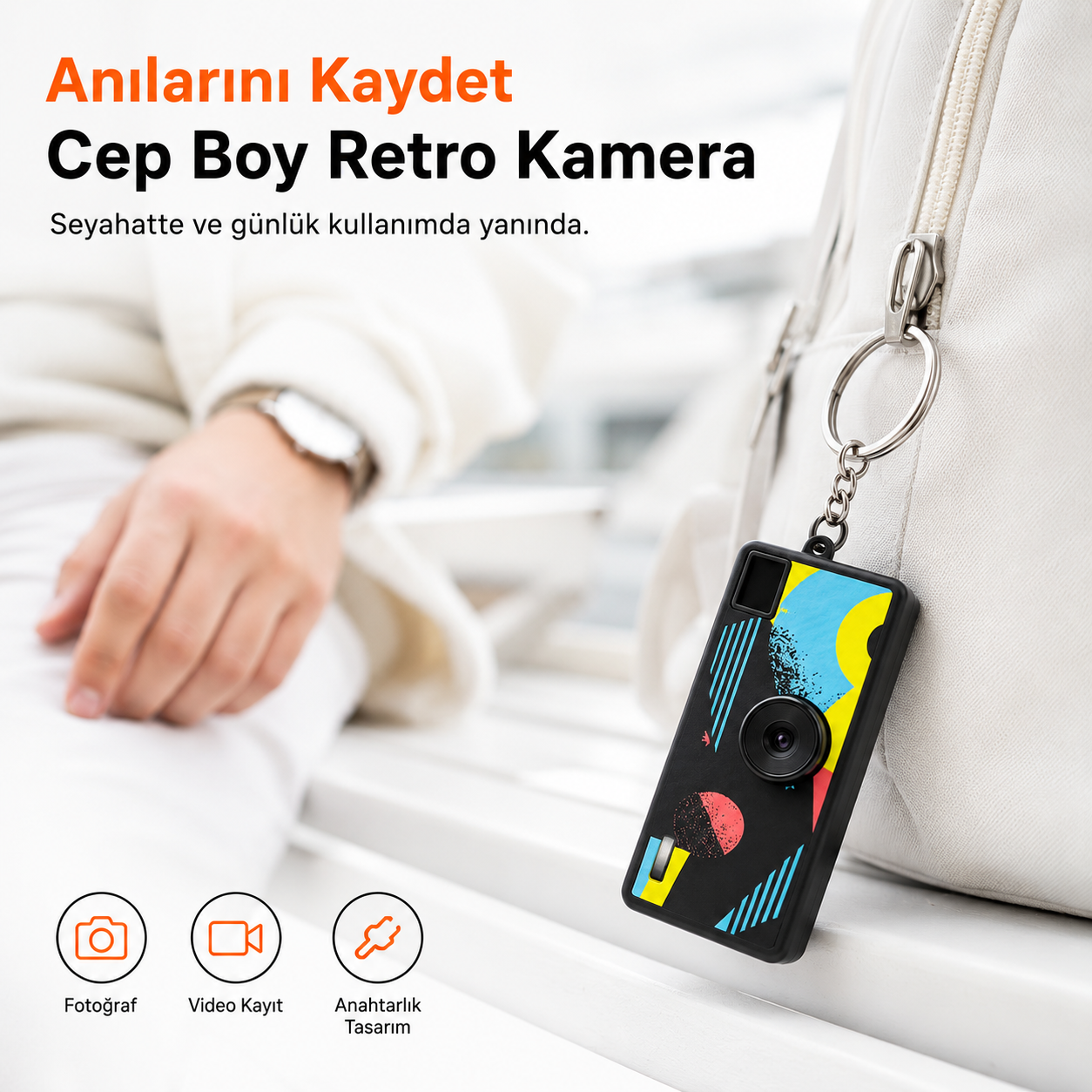 1080P HD Mini Retro Dijital Kamera – Anahtarlıklı
