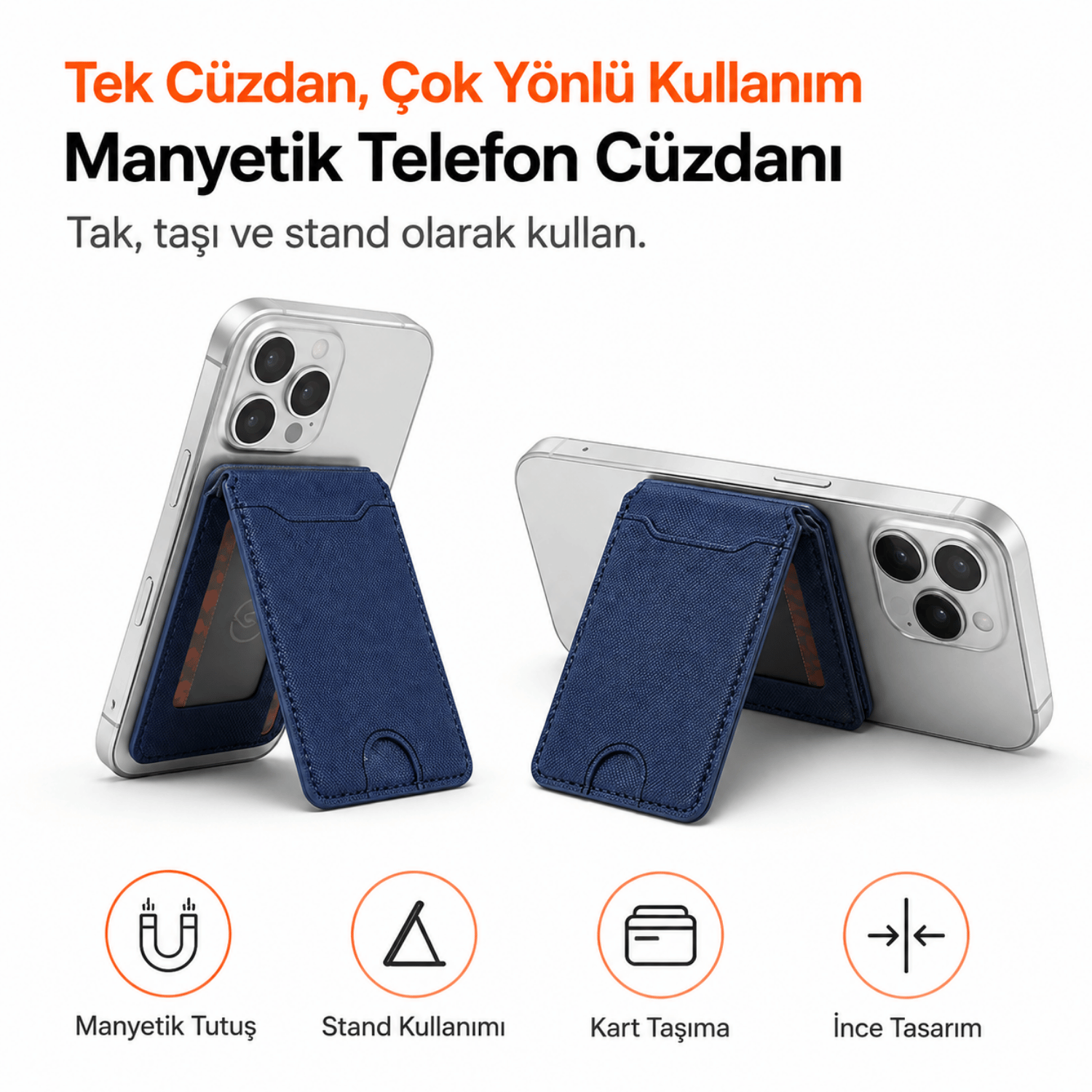 2 Katlı Magsafe Telefon Cüzdanı ve Standı E04