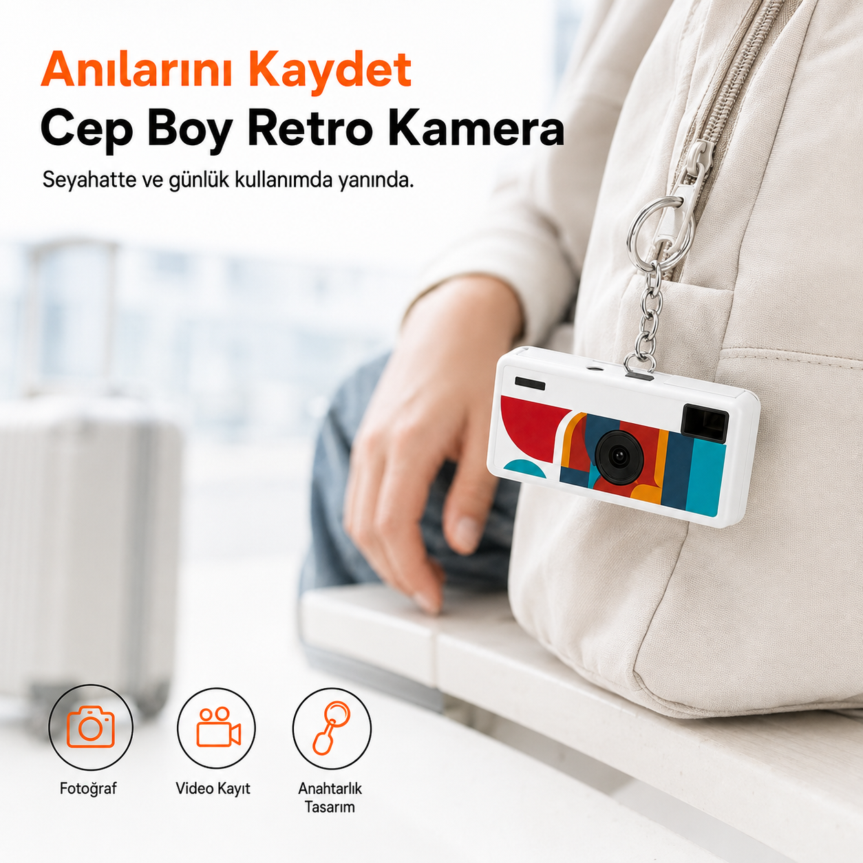1080P HD Mini Retro Dijital Kamera – Anahtarlıklı