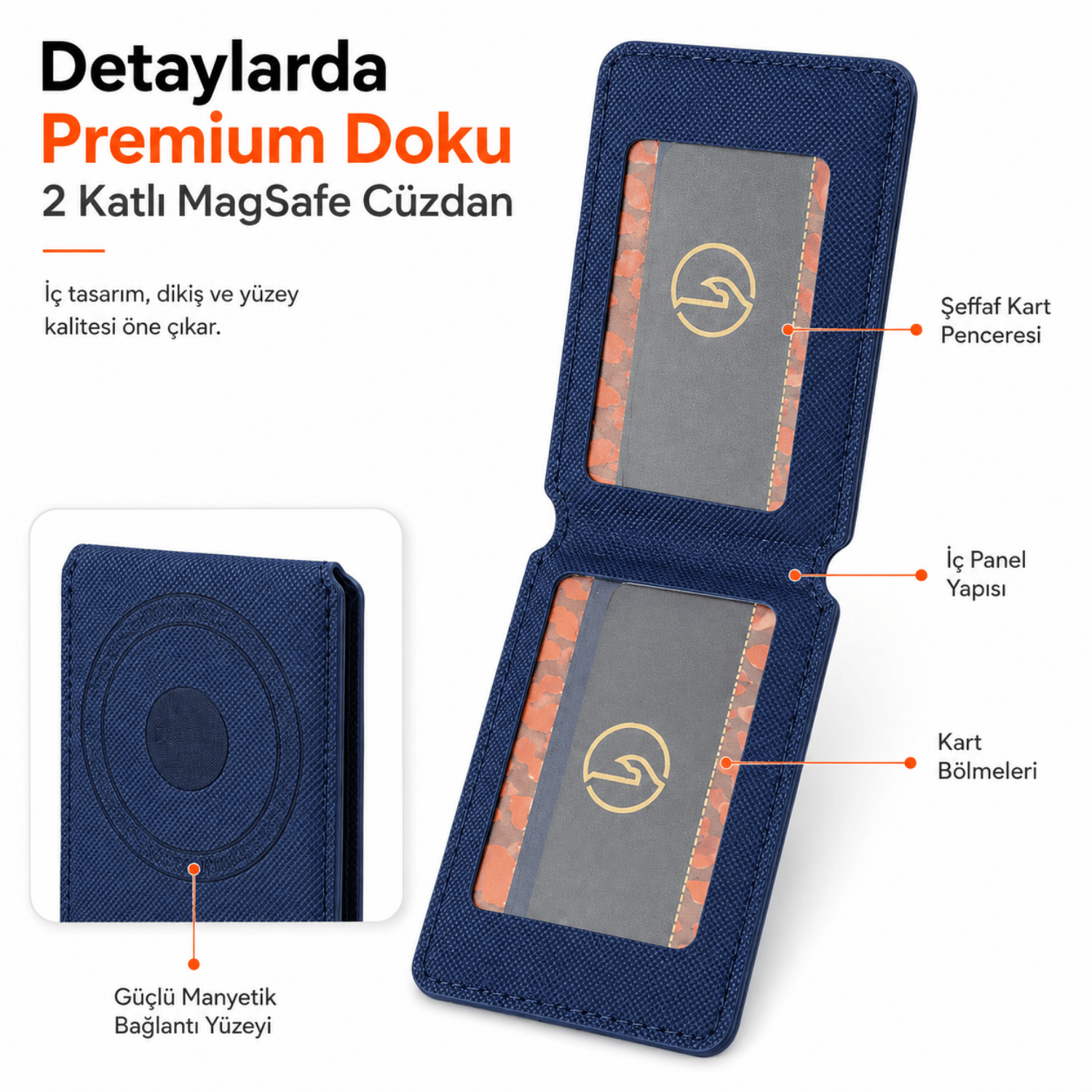 2 Katlı Magsafe Telefon Cüzdanı ve Standı E04