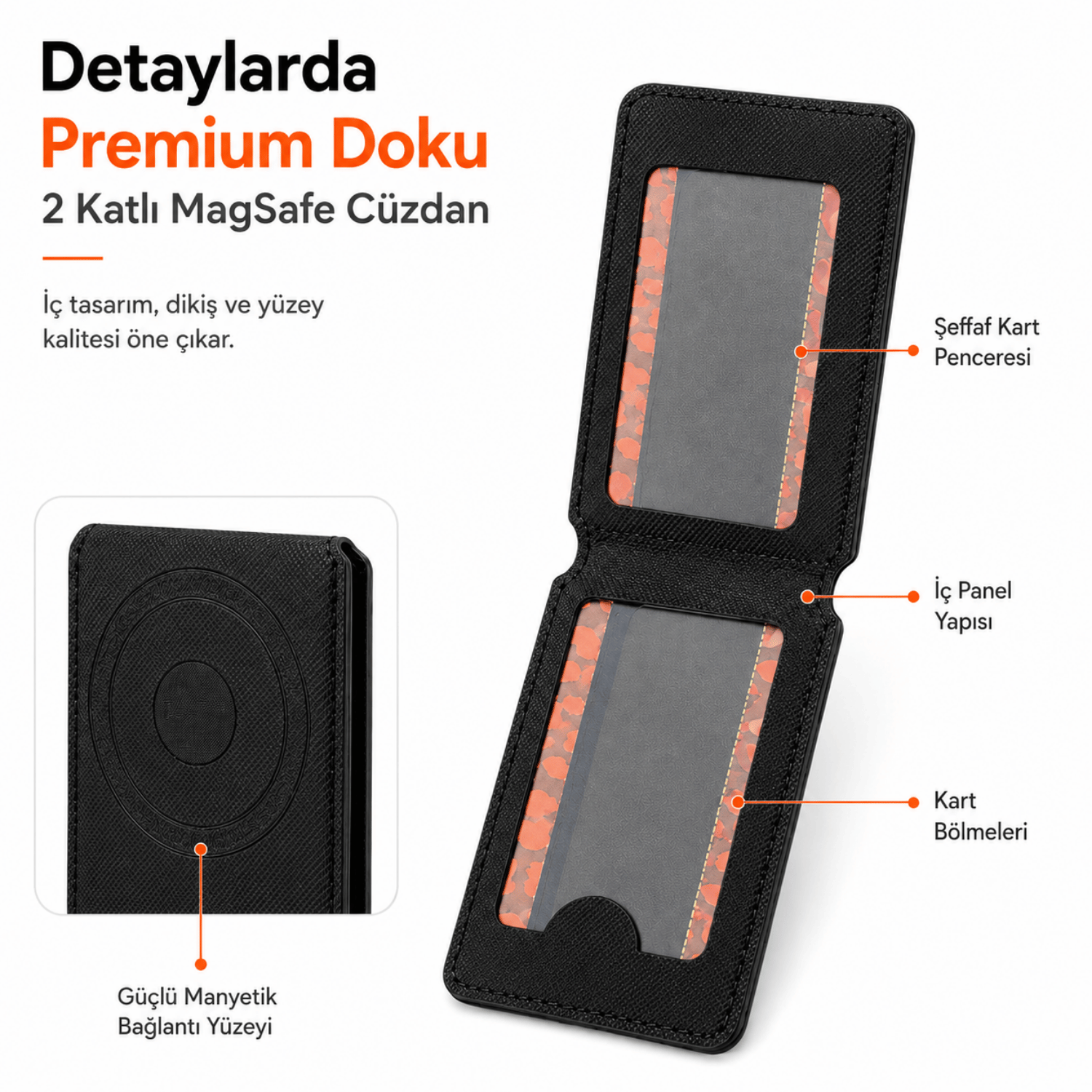 2 Katlı Magsafe Telefon Cüzdanı ve Standı E04