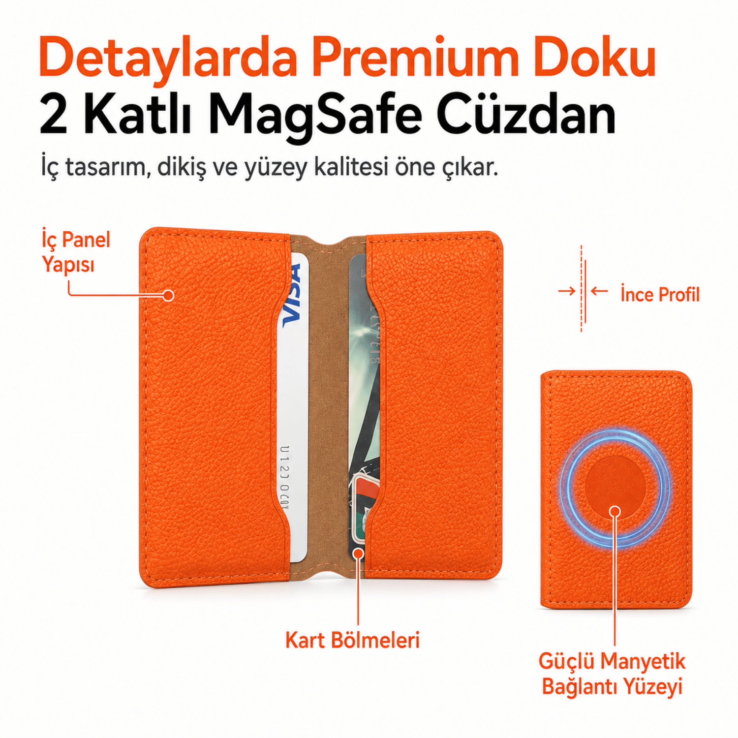 2 Katlı Magsafe Telefon Cüzdanı ve Standı E03