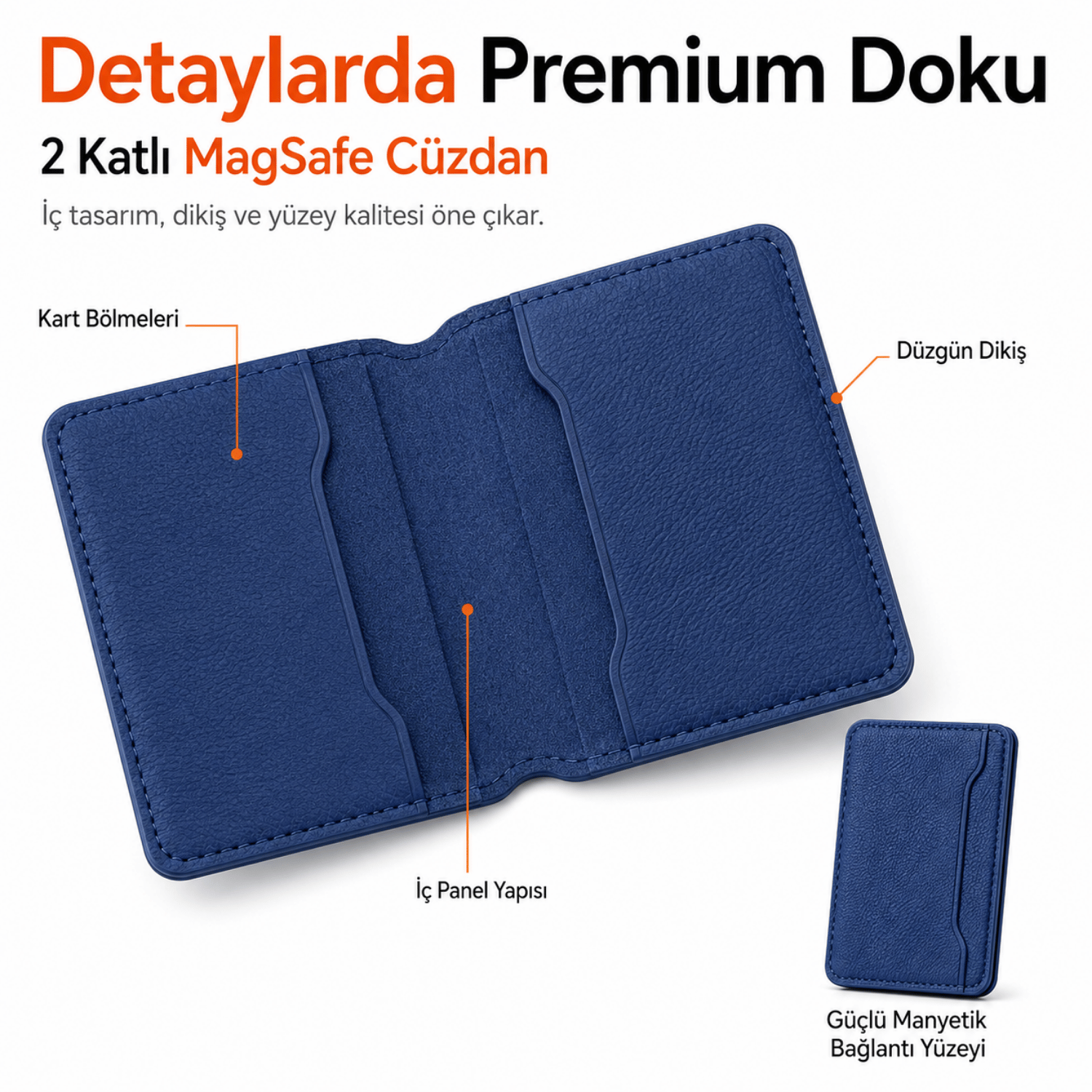 2 Katlı Magsafe Telefon Cüzdanı ve Standı E04
