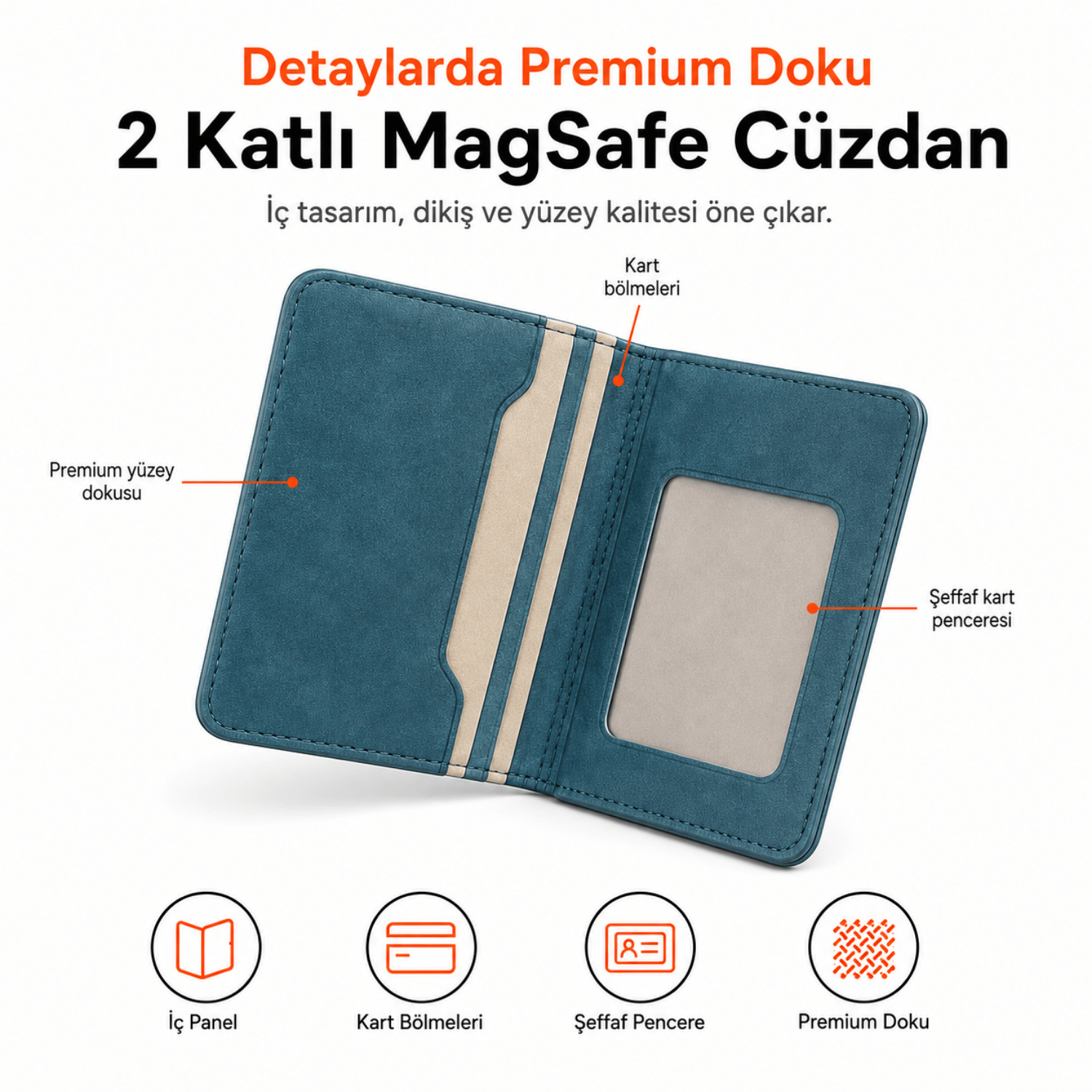 2 Katlı Magsafe Telefon Cüzdanı ve Standı E02