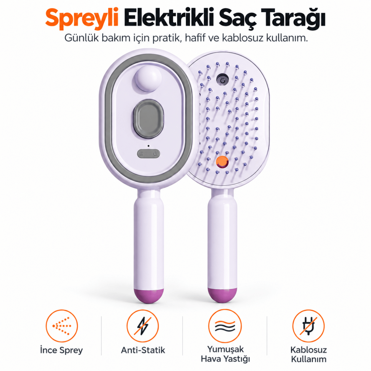 Su Hazneli Elektrostatik İnce Sprey Saç Tarağı