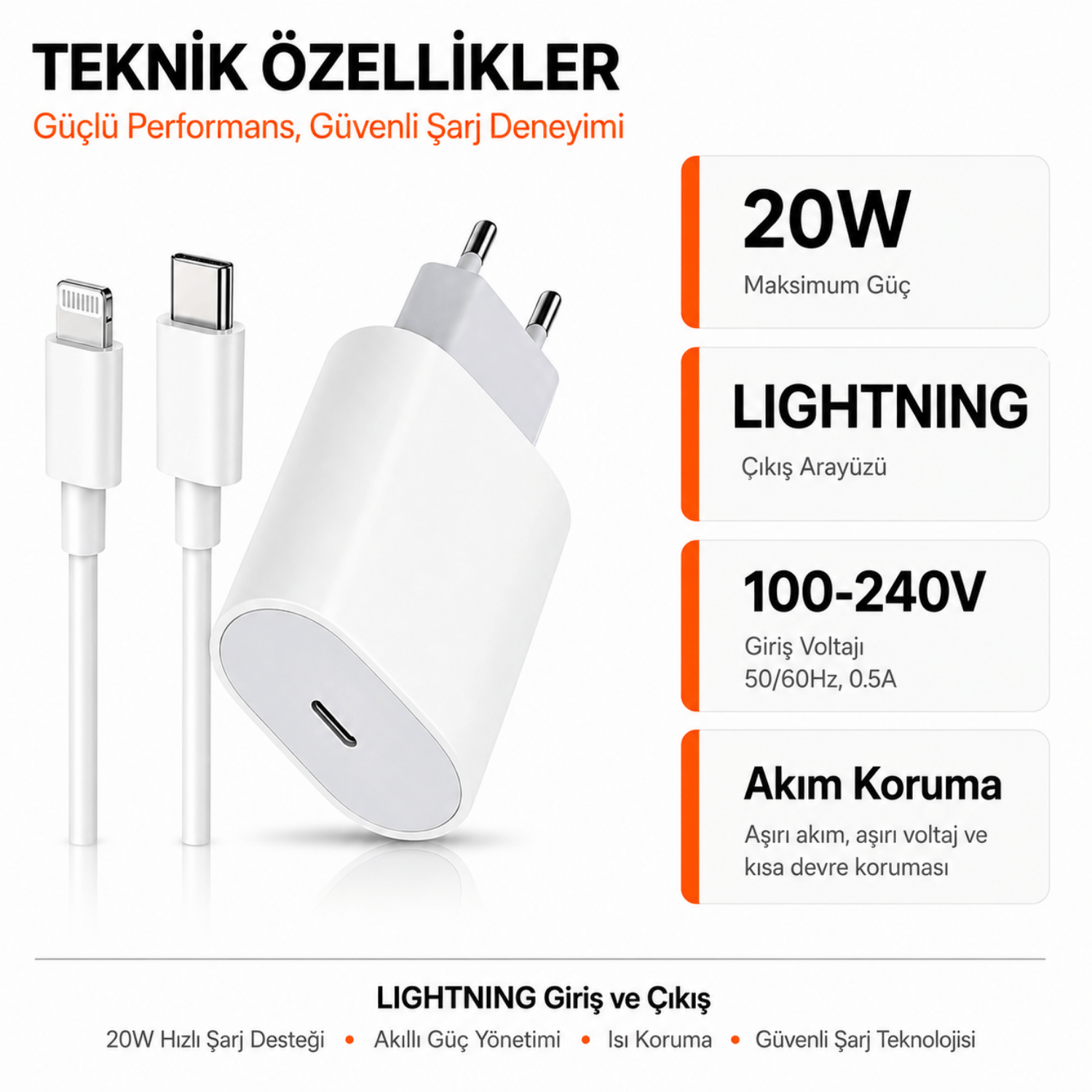 20W USB-C–Lightning Hızlı Şarj Seti