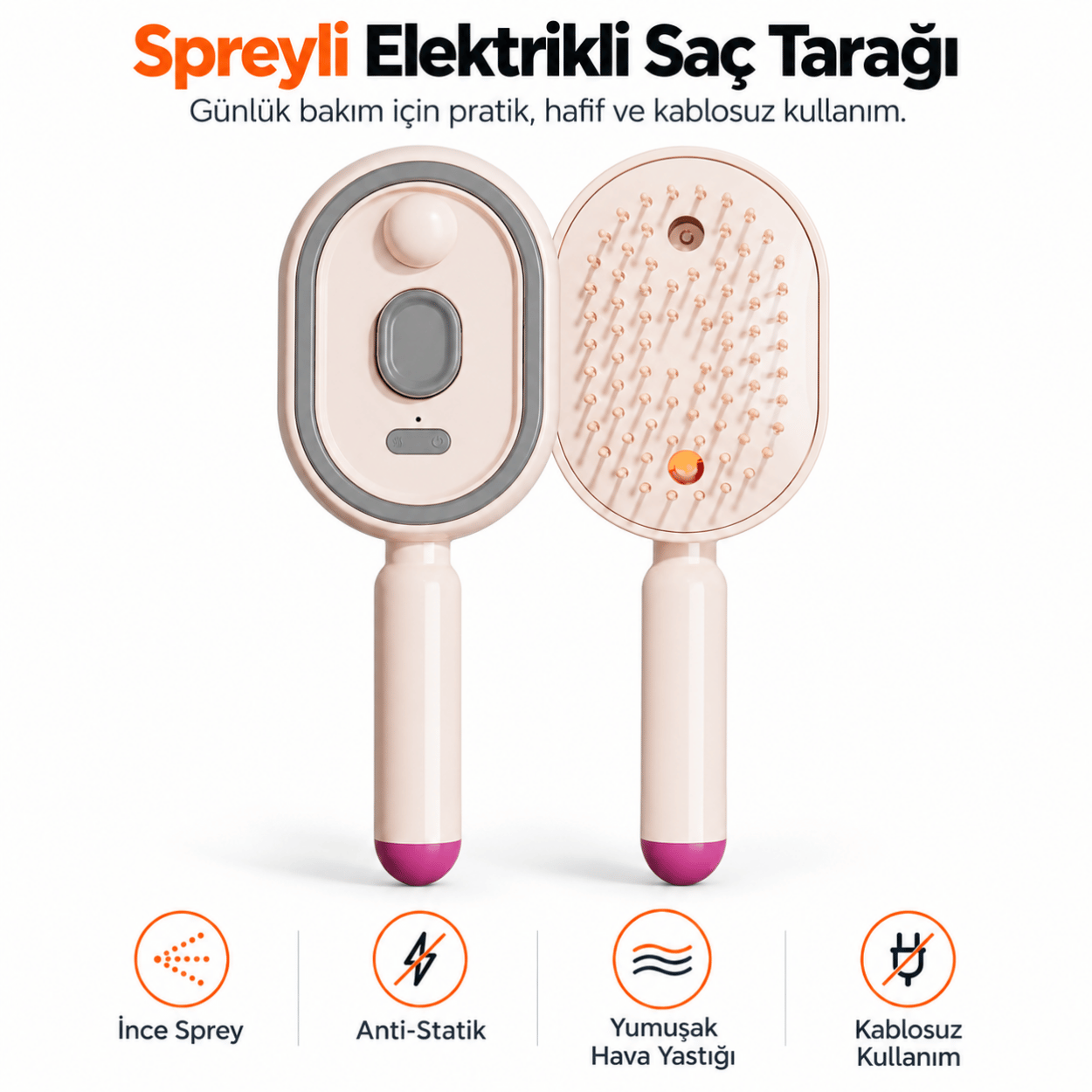 Su Hazneli Elektrostatik İnce Sprey Saç Tarağı